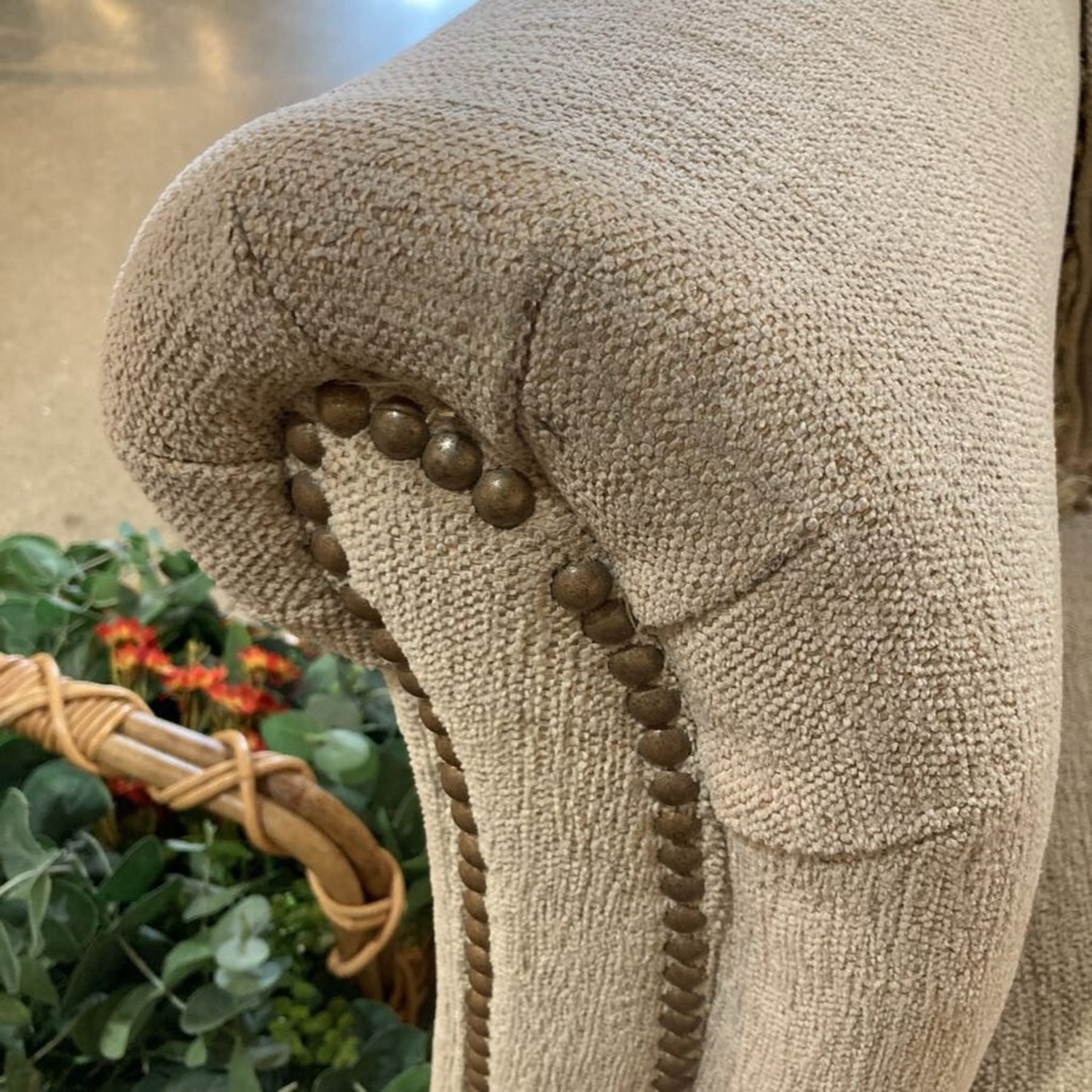 American Signature Upholstered Nailhead Trim Sofa - image-6