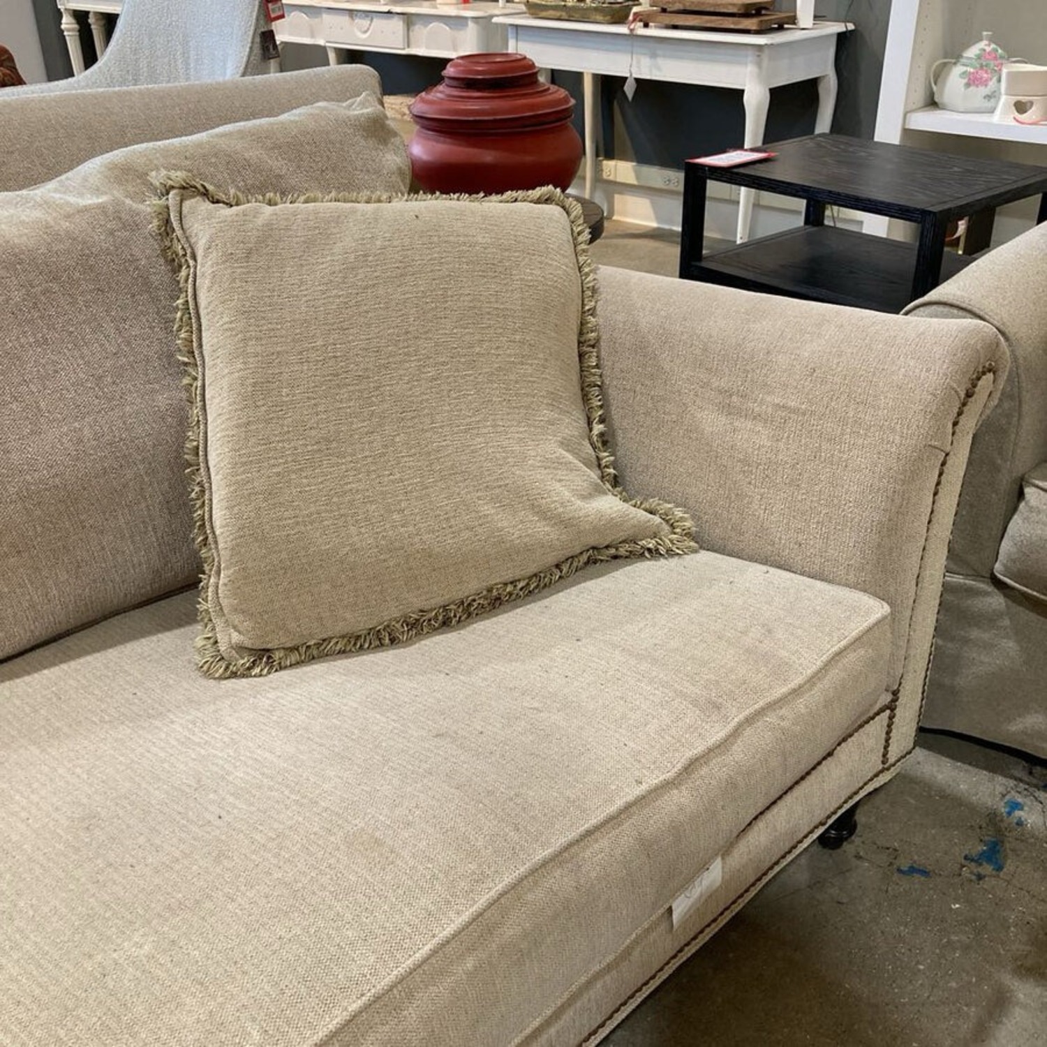 American Signature Upholstered Nailhead Trim Sofa - image-4