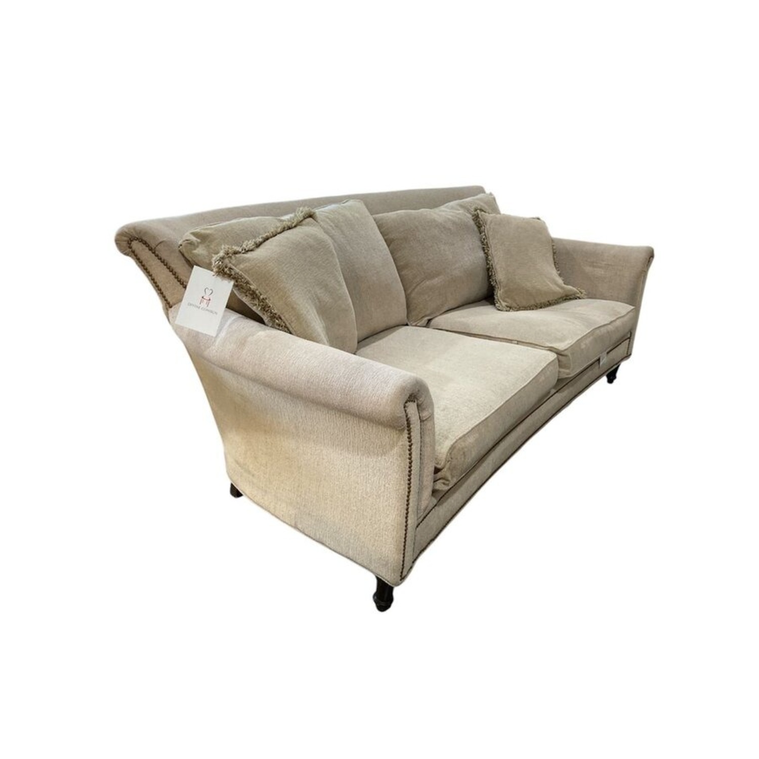 American Signature Upholstered Nailhead Trim Sofa - image-1