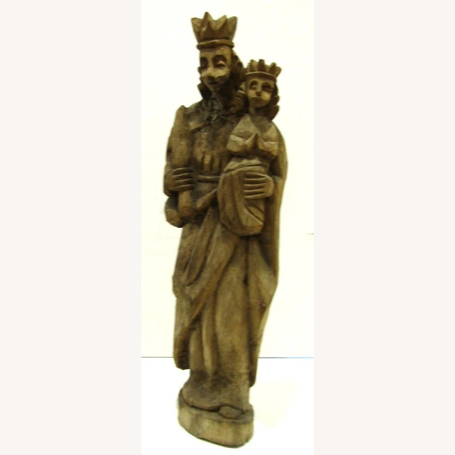 18th Century Carved Wood Madonna and Child Statue - AptDeco
