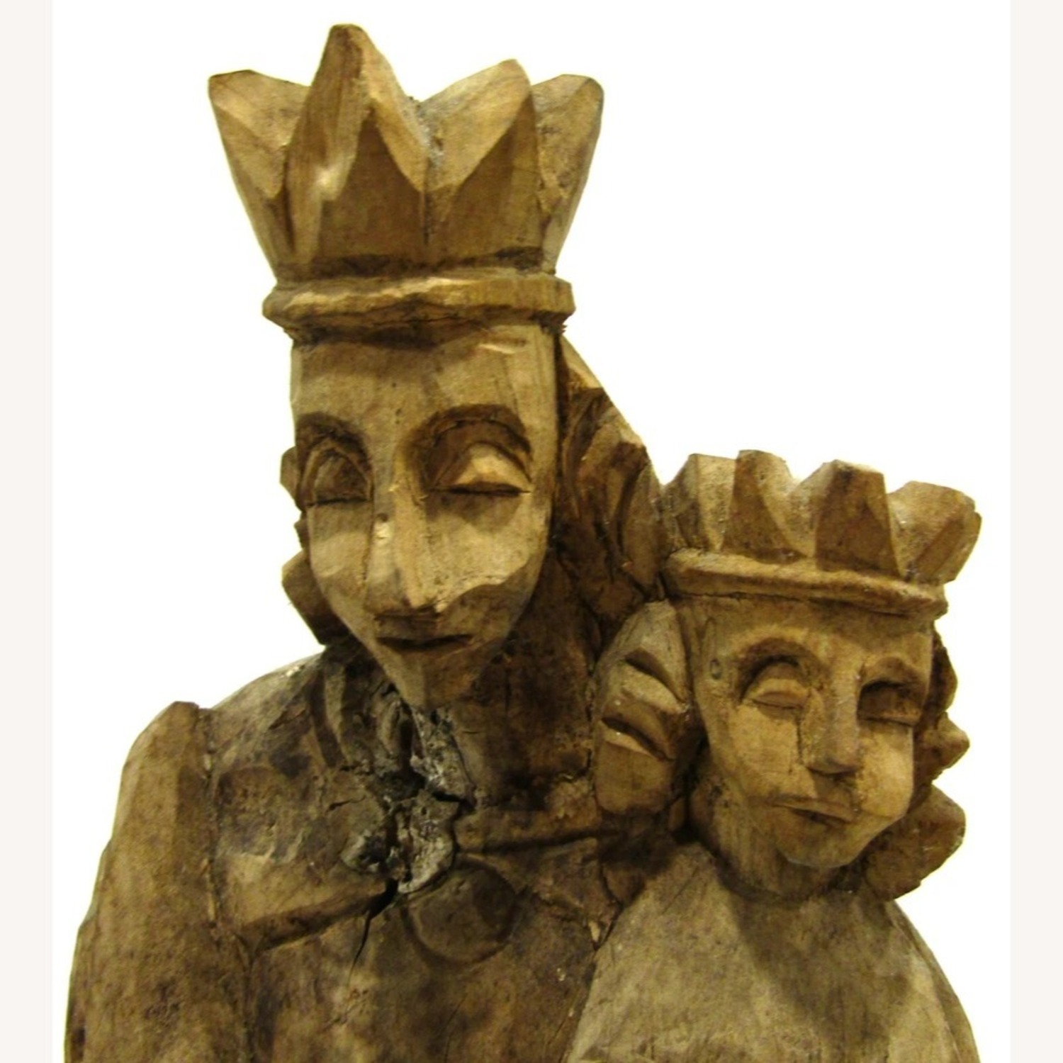 18th Century Carved Wood Madonna and Child Statue - AptDeco