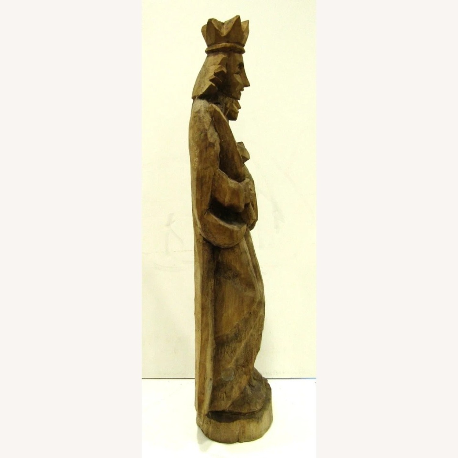 18th Century Carved Wood Madonna and Child Statue - AptDeco