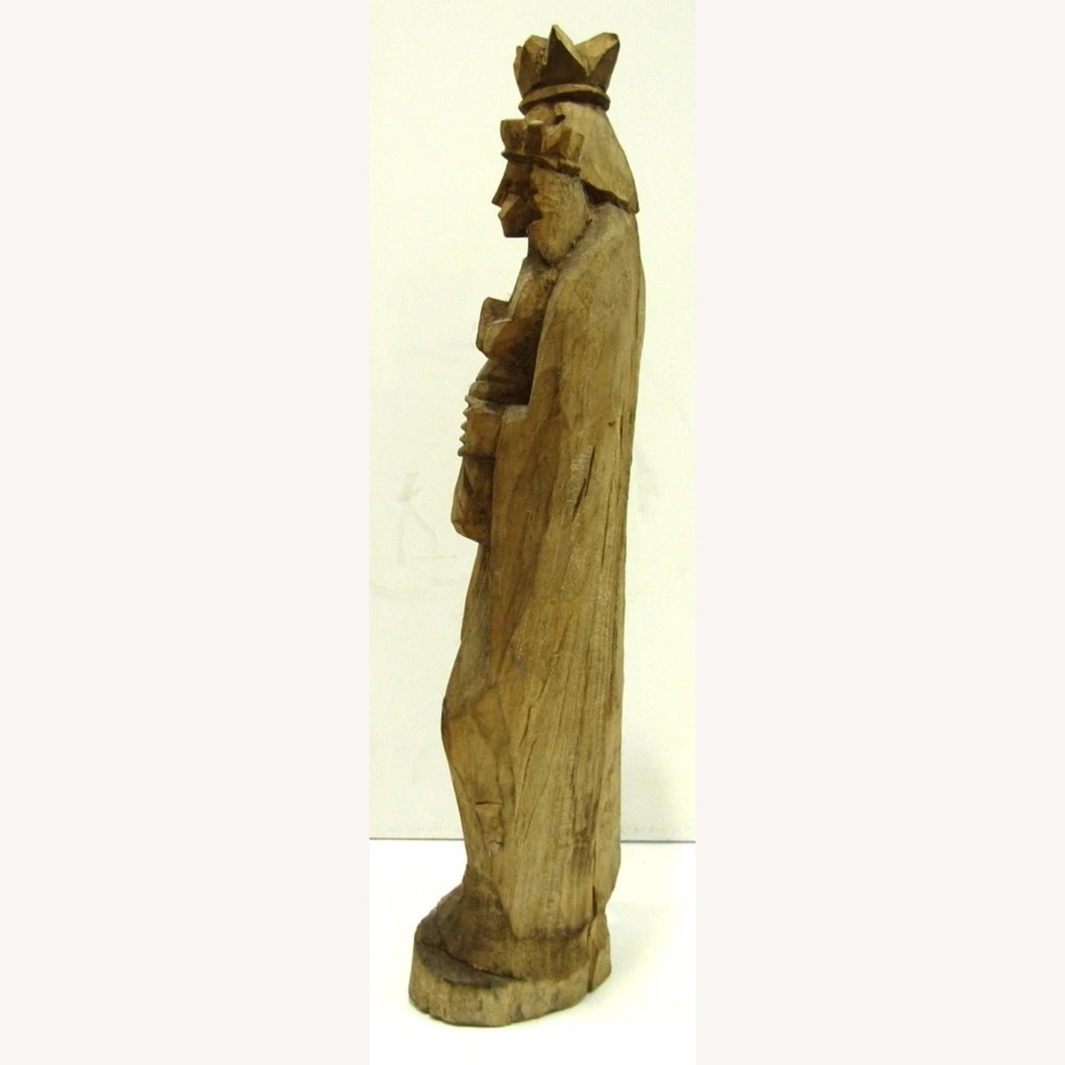 18th Century Carved Wood Madonna and Child Statue - AptDeco
