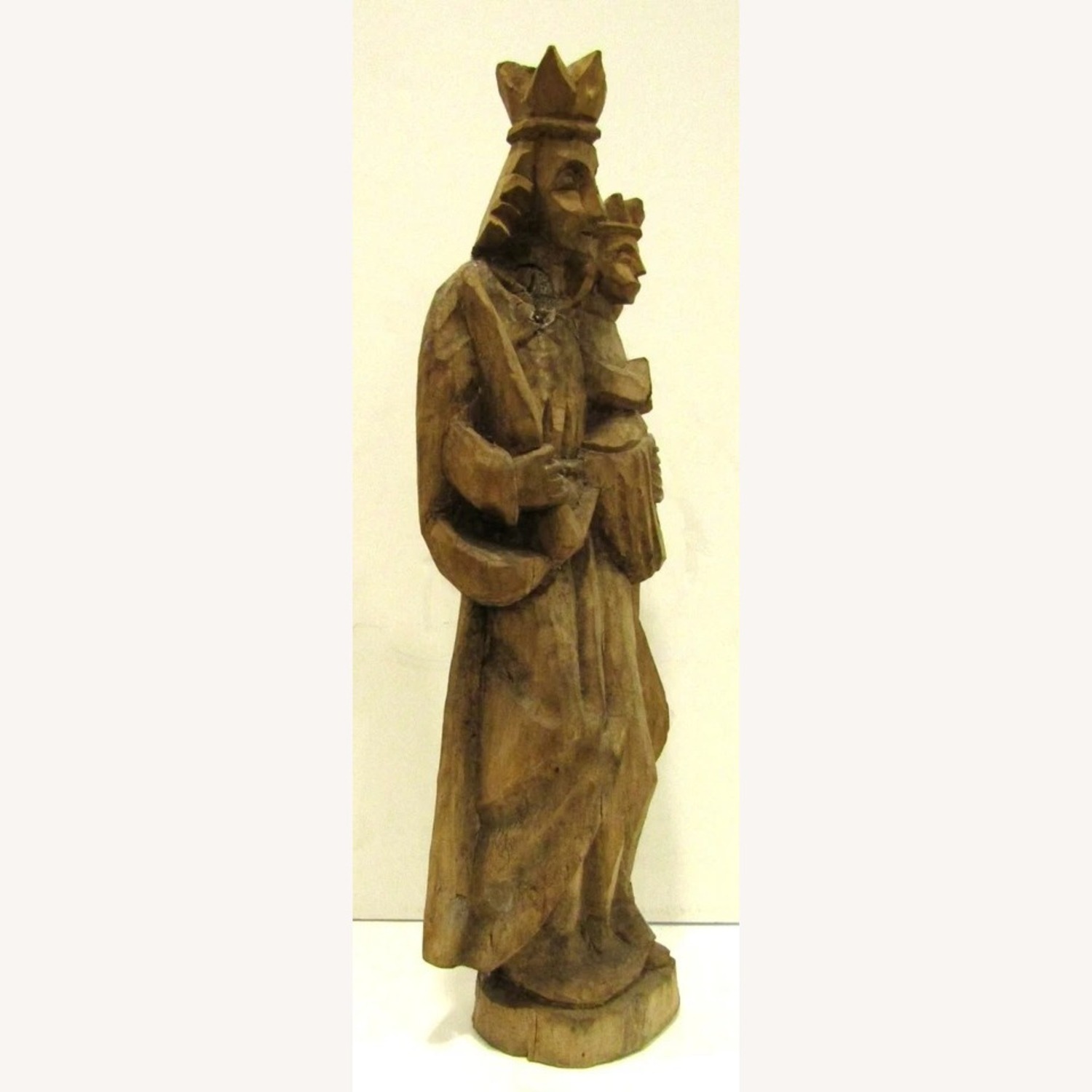 18th Century Carved Wood Madonna and Child Statue - AptDeco