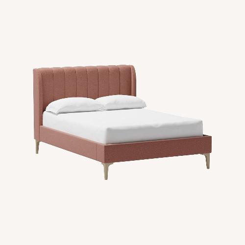 Used PB Teen Queen Upholstered Bed in Dusty Rose for sale on AptDeco