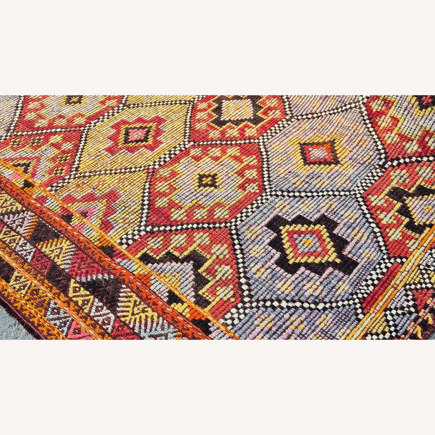 1930S Rustic Cecim Kilim Rug Terracotta/Olive - image-8