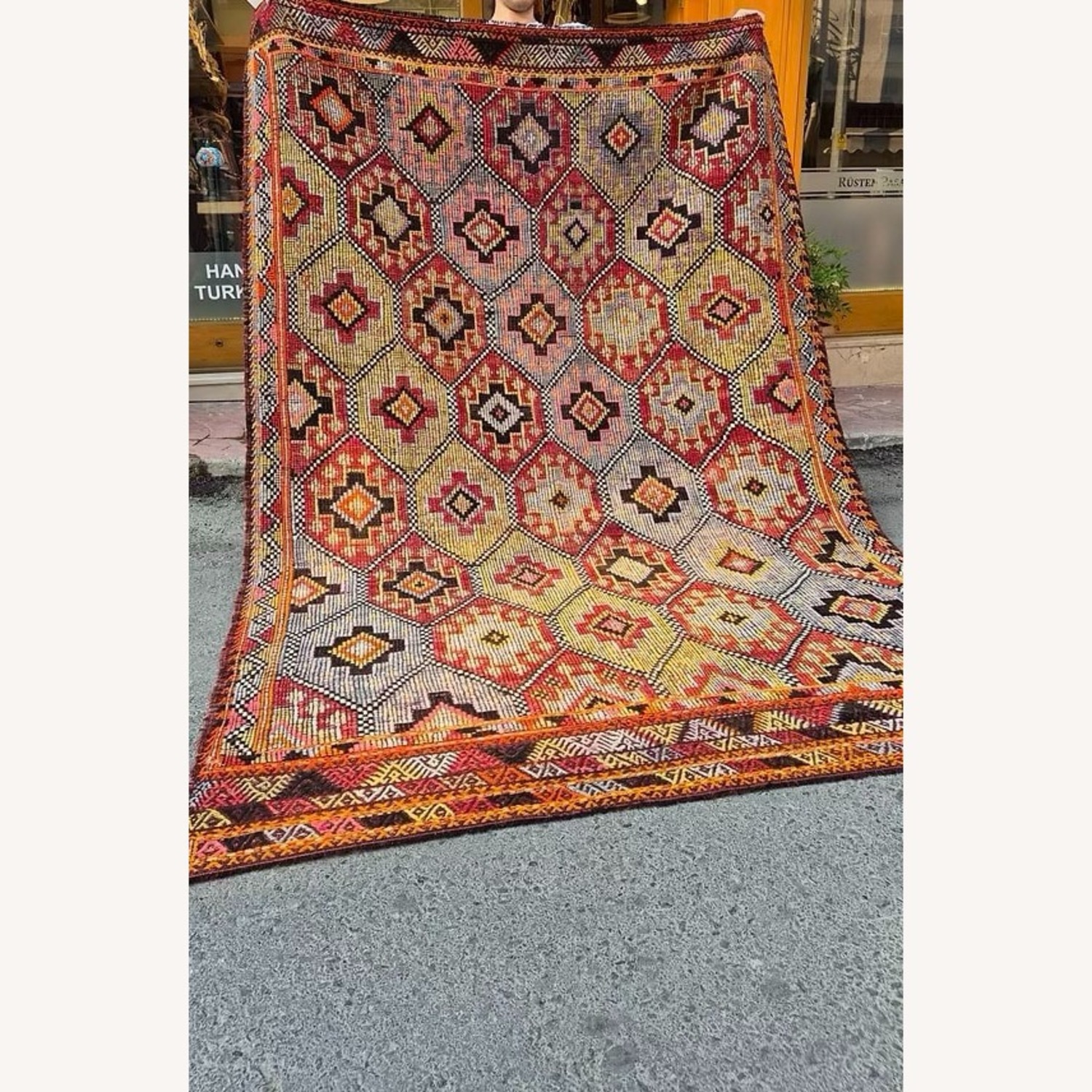 1930S Rustic Cecim Kilim Rug Terracotta/Olive - image-6