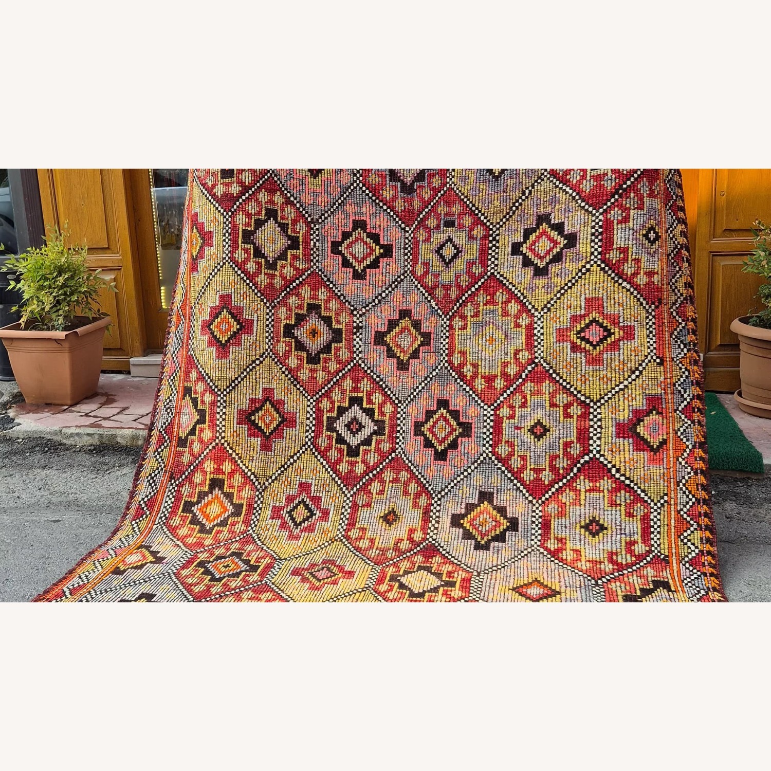 1930S Rustic Cecim Kilim Rug Terracotta/Olive - image-3