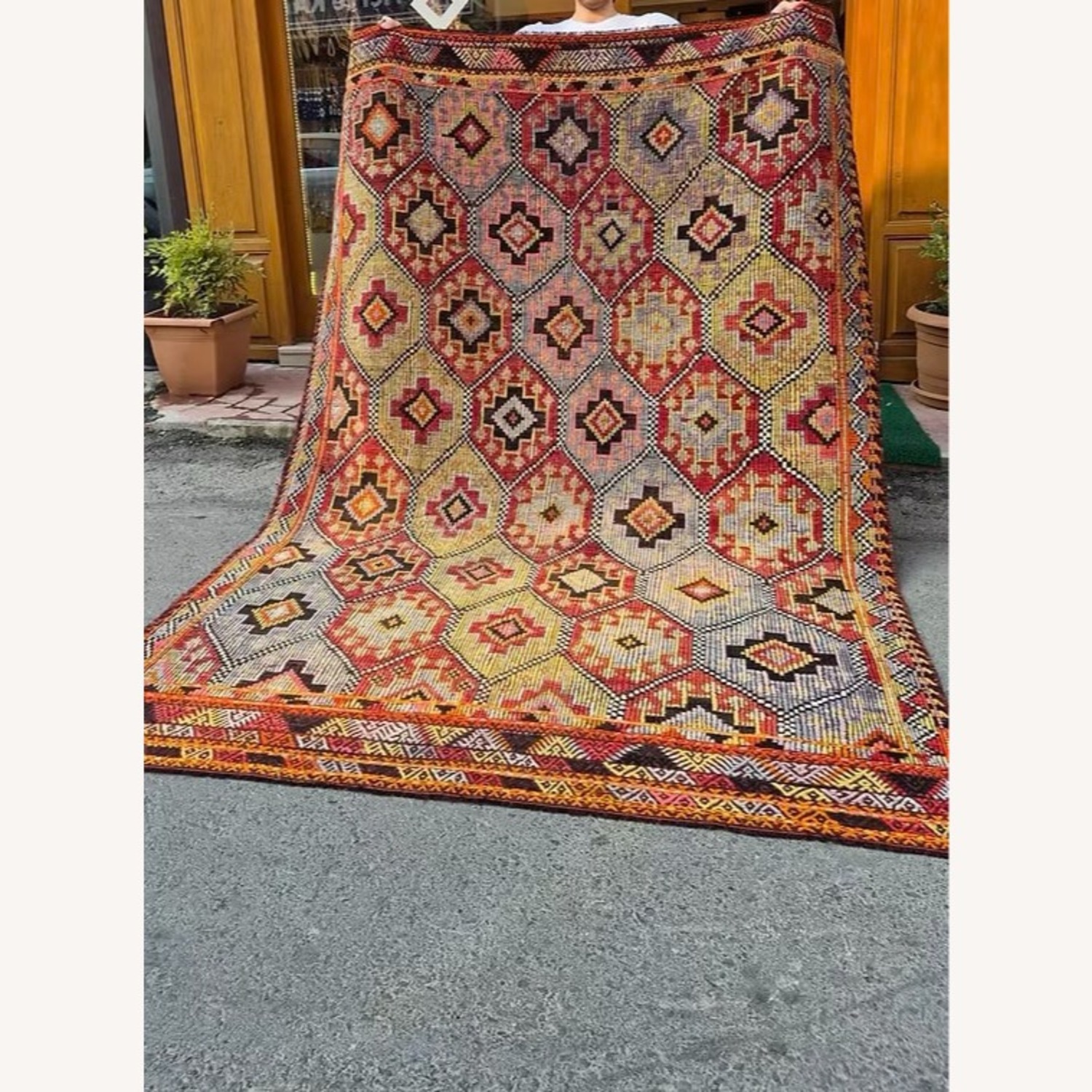 1930S Rustic Cecim Kilim Rug Terracotta/Olive - image-5