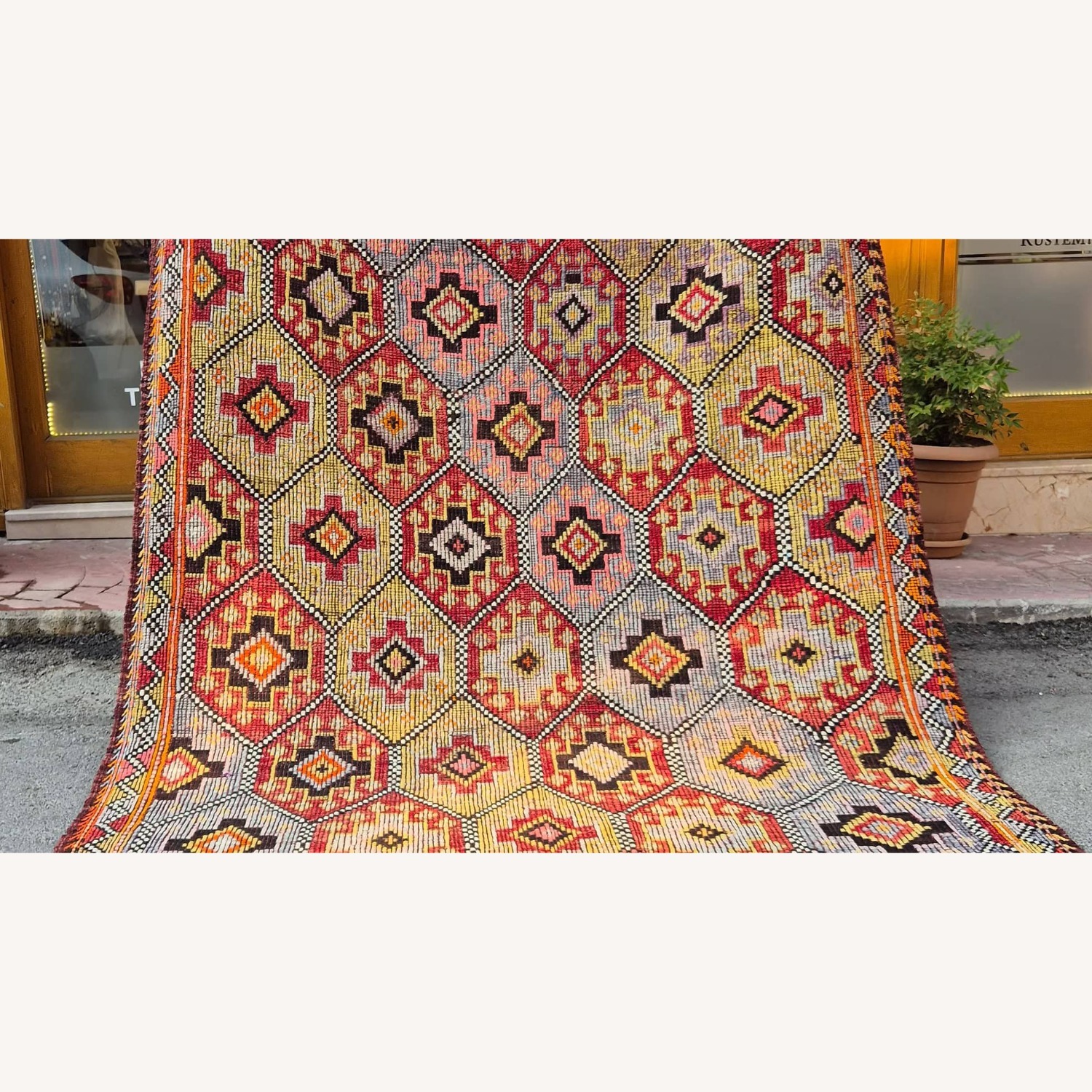 1930S Rustic Cecim Kilim Rug Terracotta/Olive - image-2