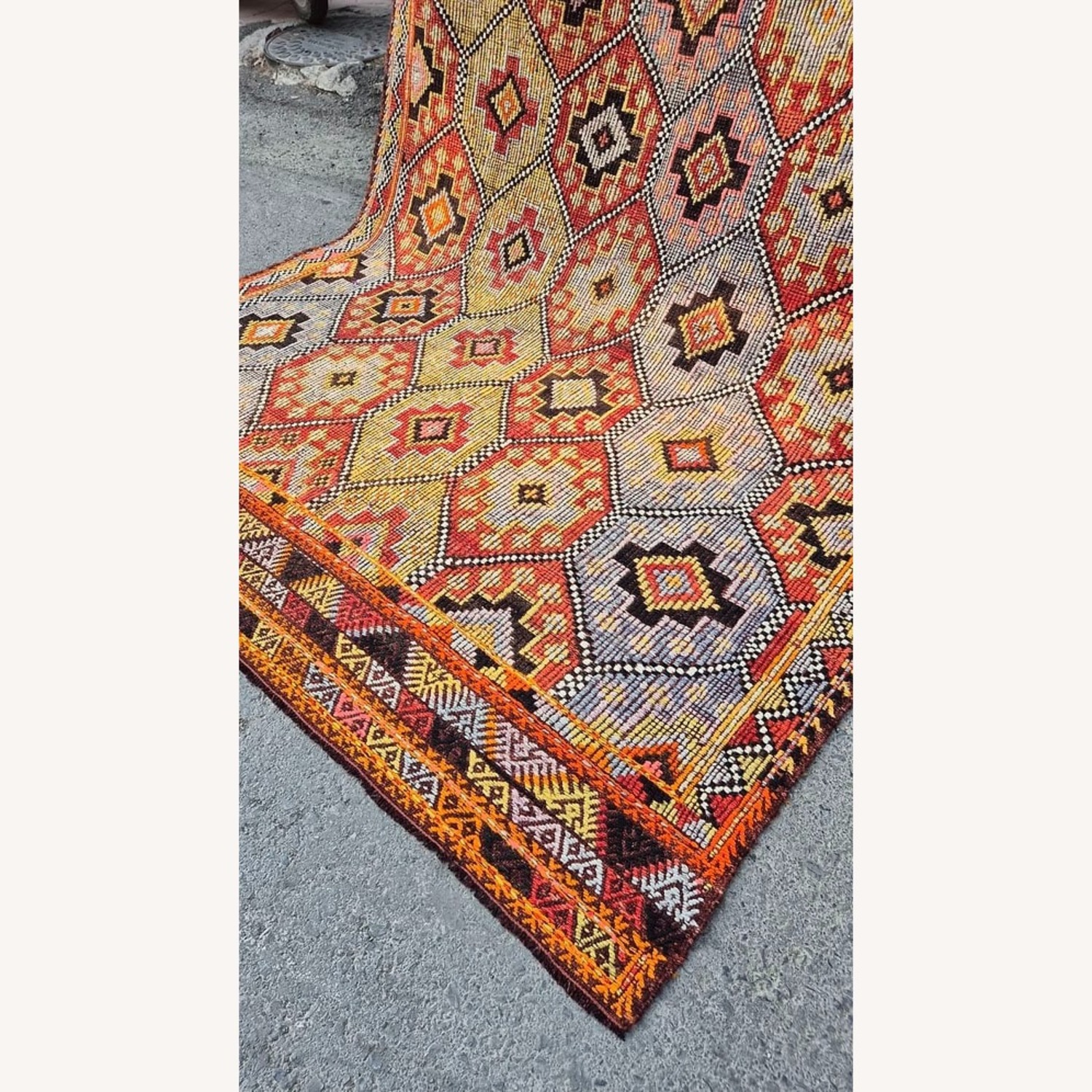 1930S Rustic Cecim Kilim Rug Terracotta/Olive - image-7