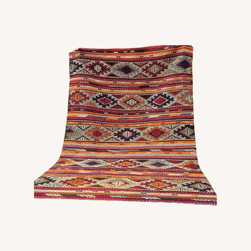 Used Turkish Textural Kilim Sunbaked Orange/Pomegranate for sale on AptDeco