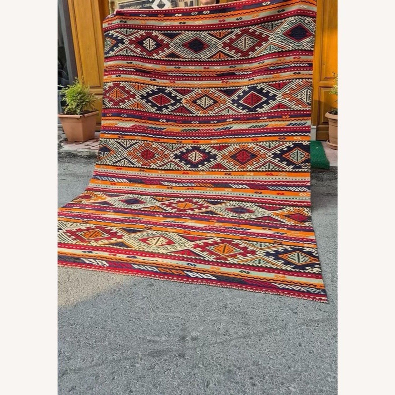 Turkish Textural Kilim Sunbaked Orange/Pomegranate - image-5