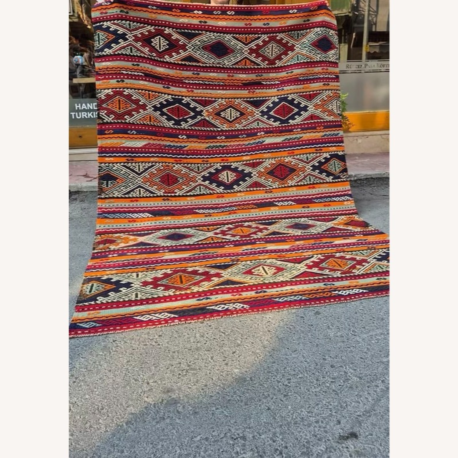 Turkish Textural Kilim Sunbaked Orange/Pomegranate - image-6