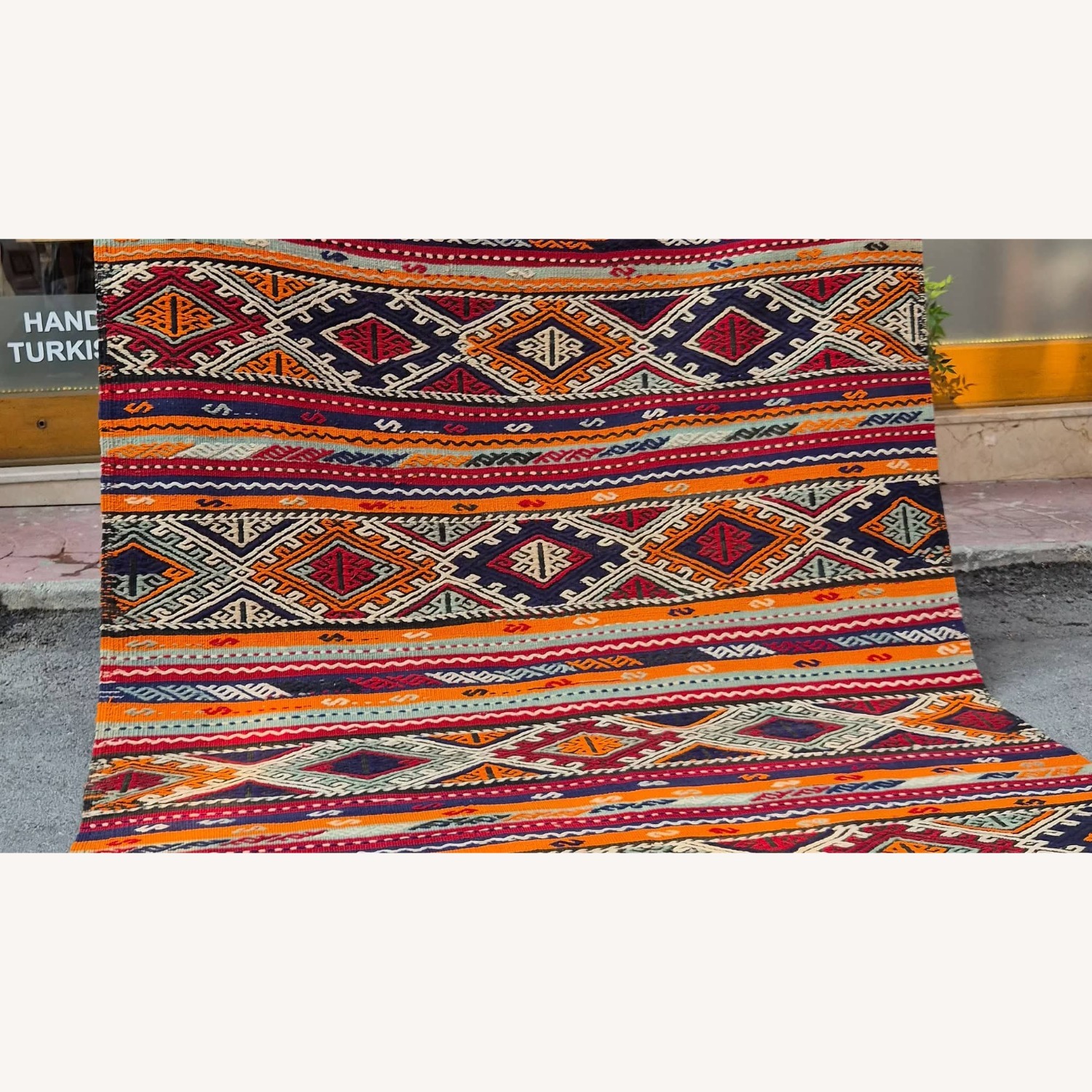 Turkish Textural Kilim Sunbaked Orange/Pomegranate - image-2