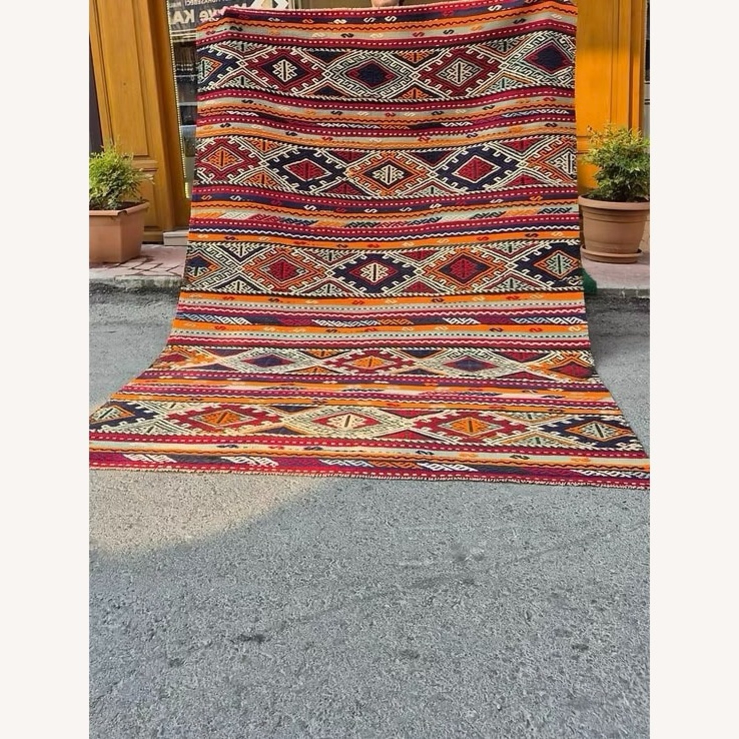 Turkish Textural Kilim Sunbaked Orange/Pomegranate - image-7