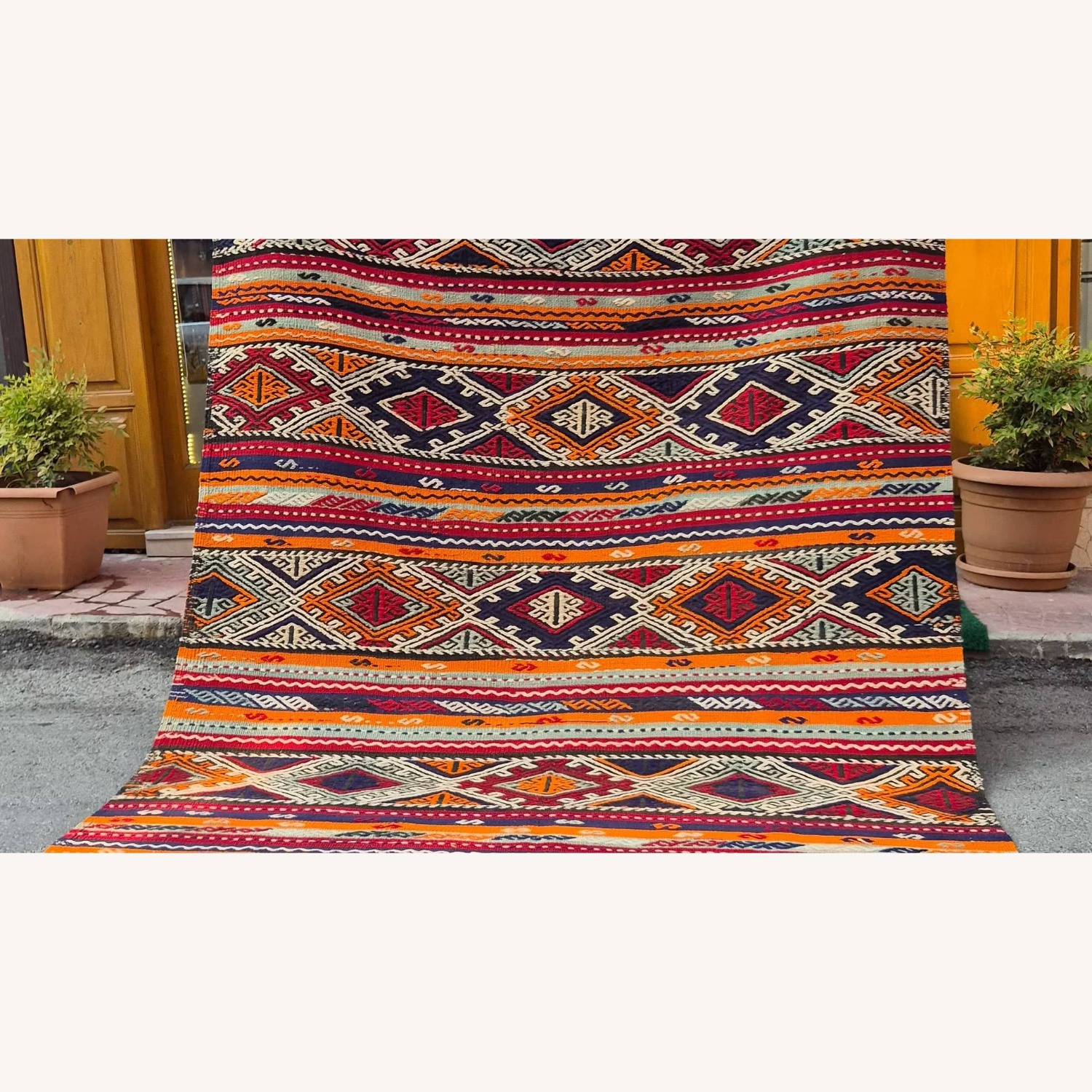 Turkish Textural Kilim Sunbaked Orange/Pomegranate - image-3