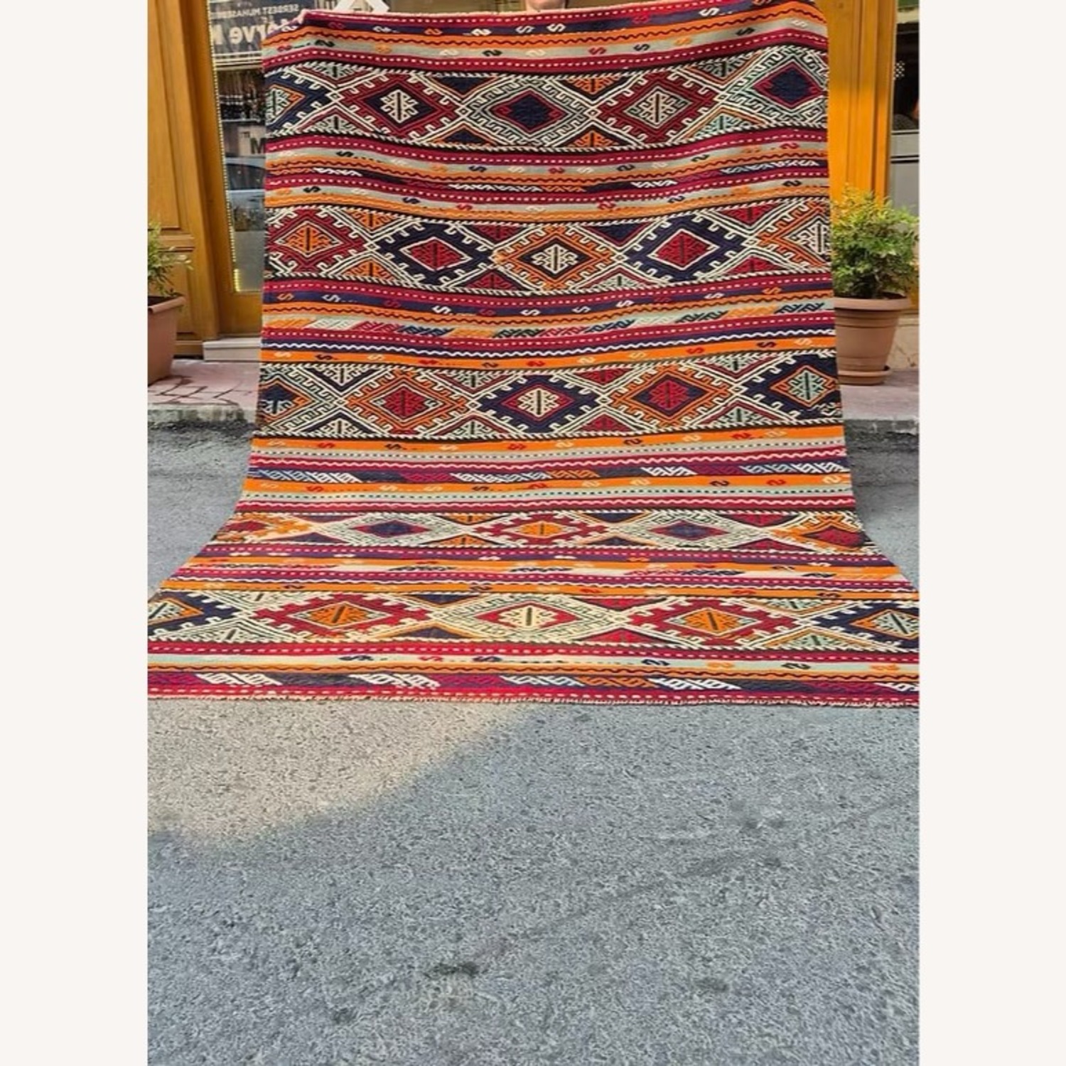 Turkish Textural Kilim Sunbaked Orange/Pomegranate - image-4