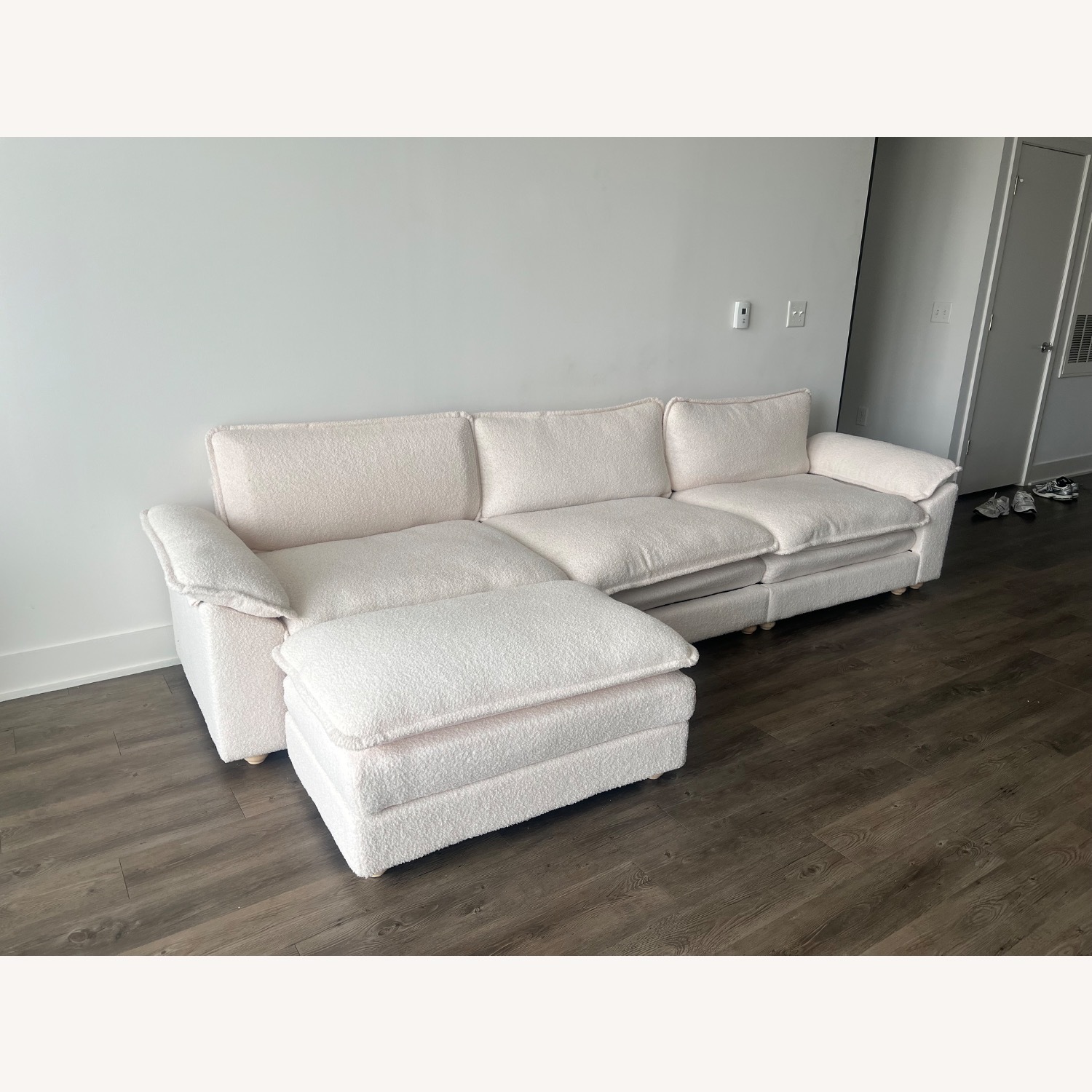 White Boucle Sofa - image-1