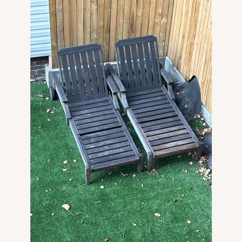 Used Restoration Hardware Two Outdoor Teak Chaises  for sale on AptDeco