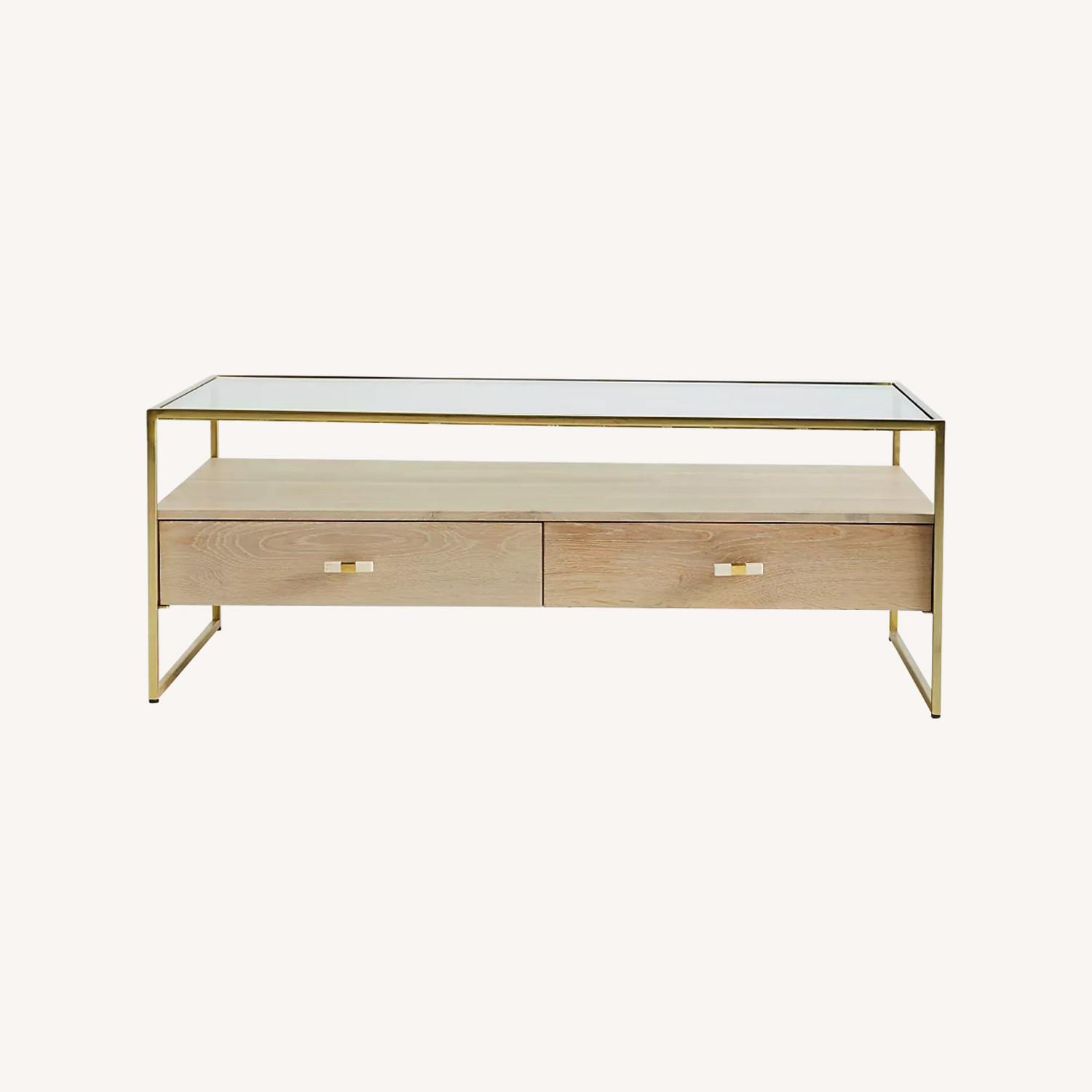 Anthropologie Framed Brass Coffee Table - image-0