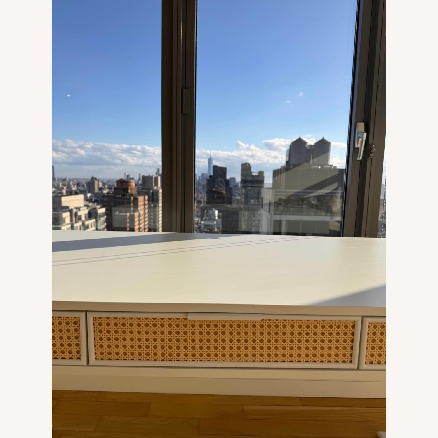 White & Rattan Standing Desk - image-4