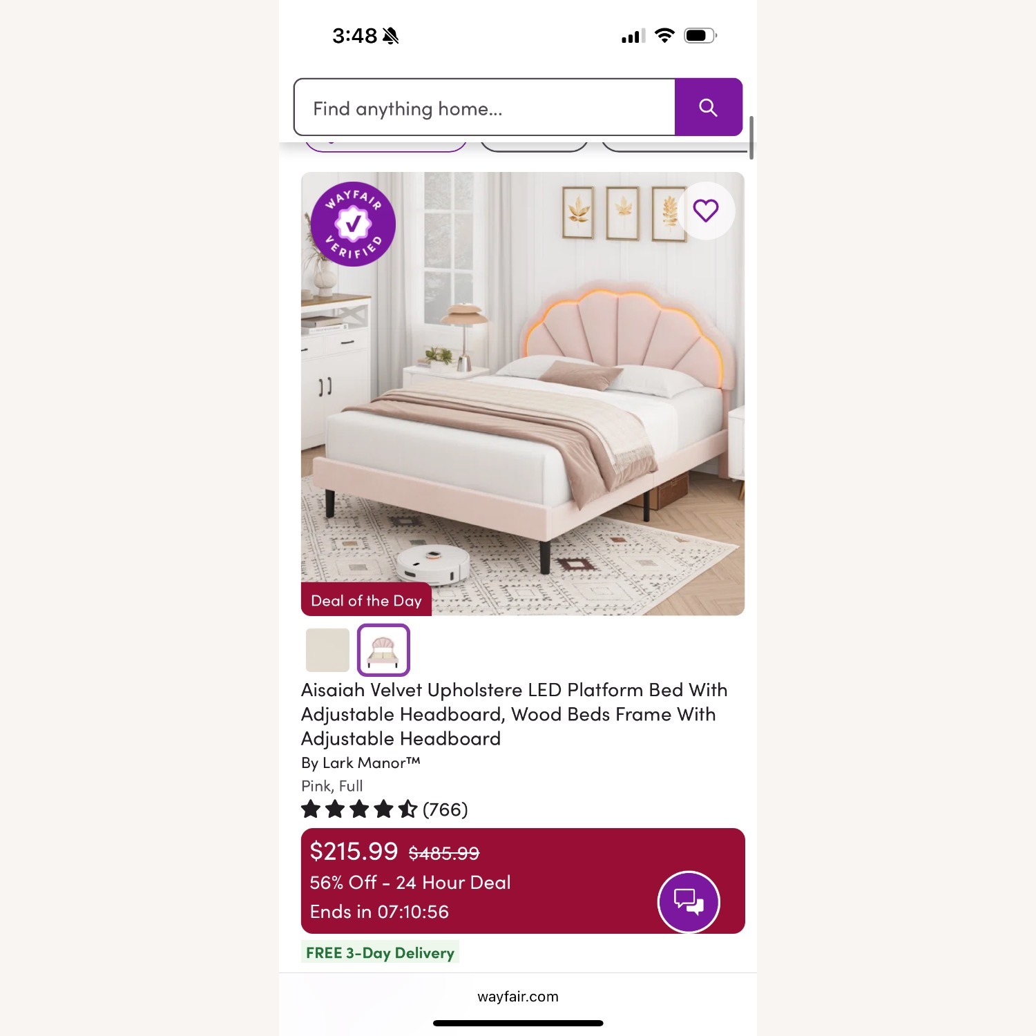 Full Size Light up Bed Frame - image-4