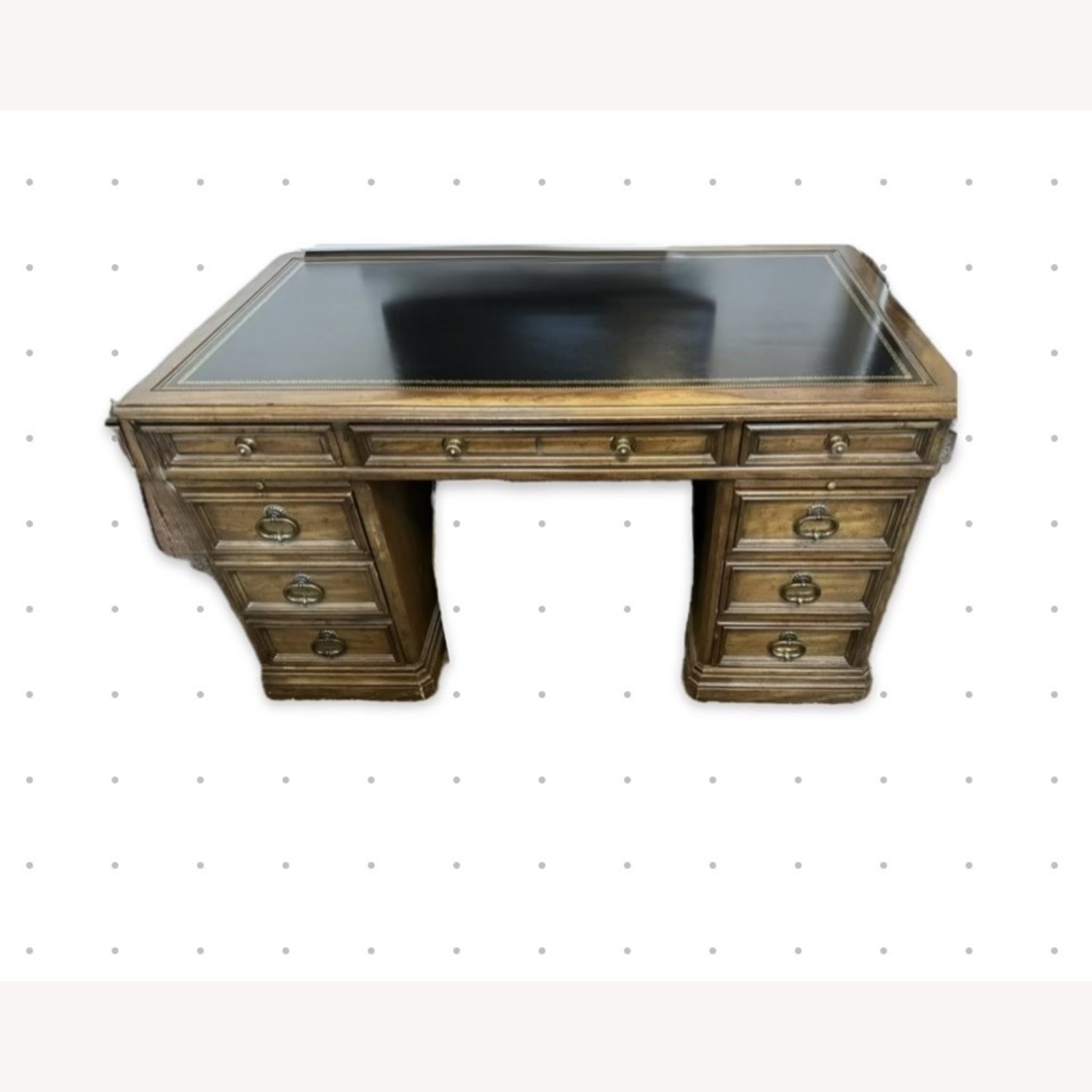 Vintage Partner’s Desk Double-Sided with Bookshelf - image-13