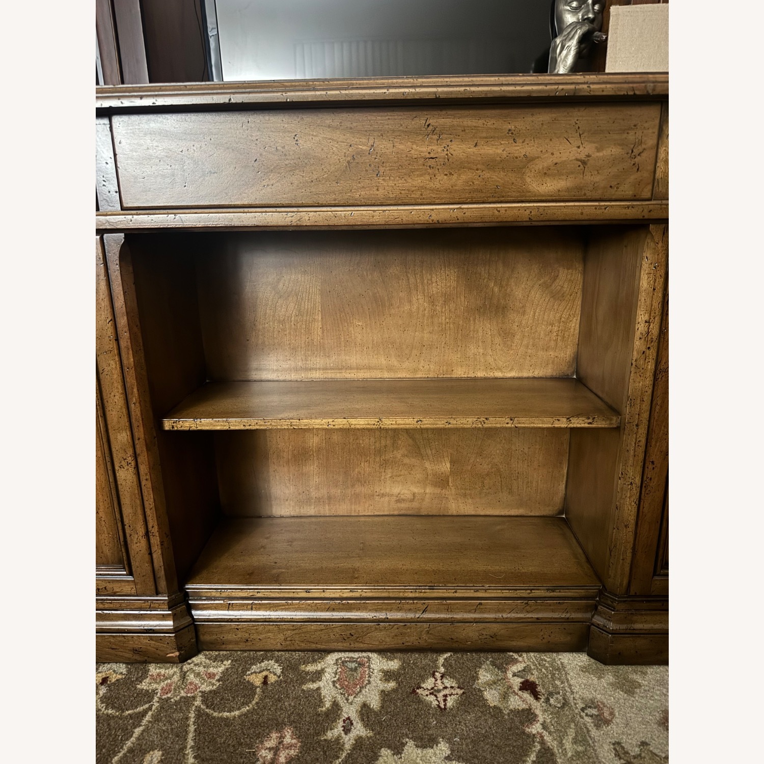 Vintage Partner’s Desk Double-Sided with Bookshelf - image-5