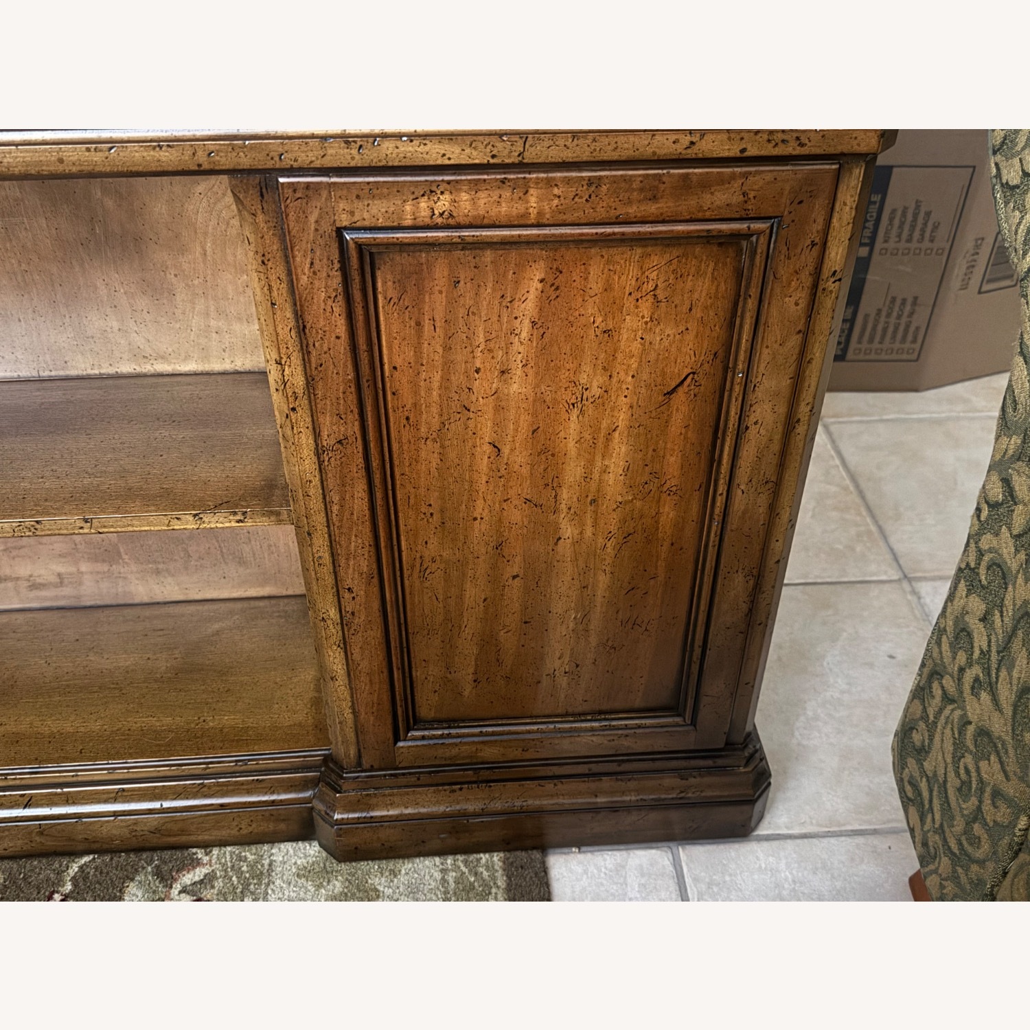 Vintage Partner’s Desk Double-Sided with Bookshelf - image-8