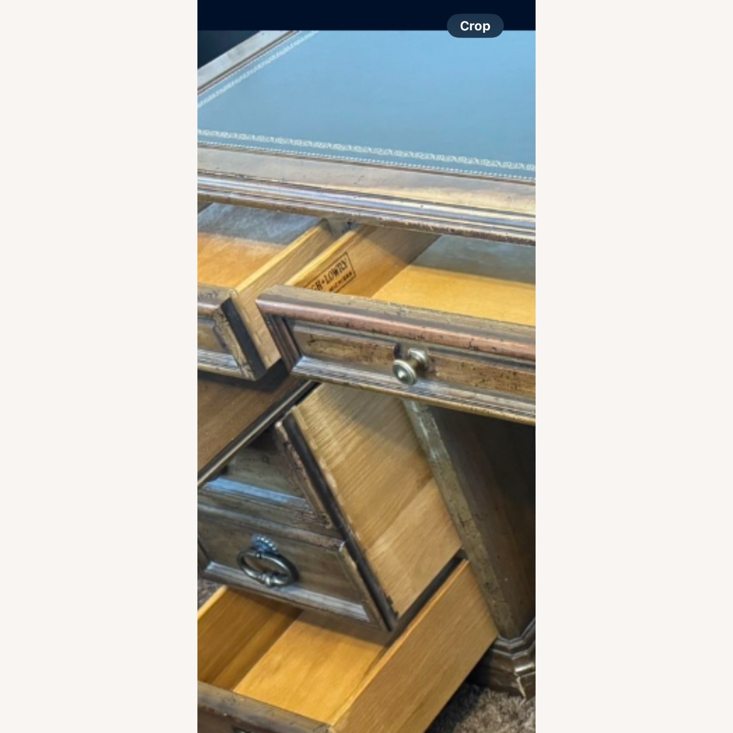 Vintage Partner’s Desk Double-Sided with Bookshelf - image-1