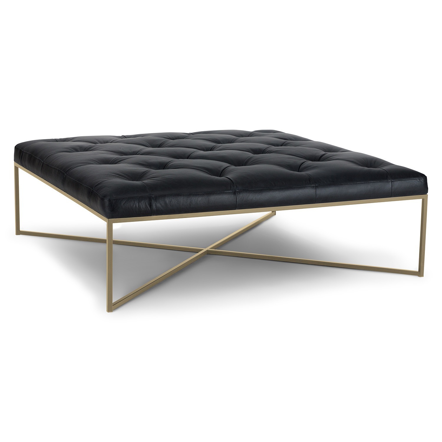 Article Tablet 47" Leather Square Ottoman - Charme Black - image-2