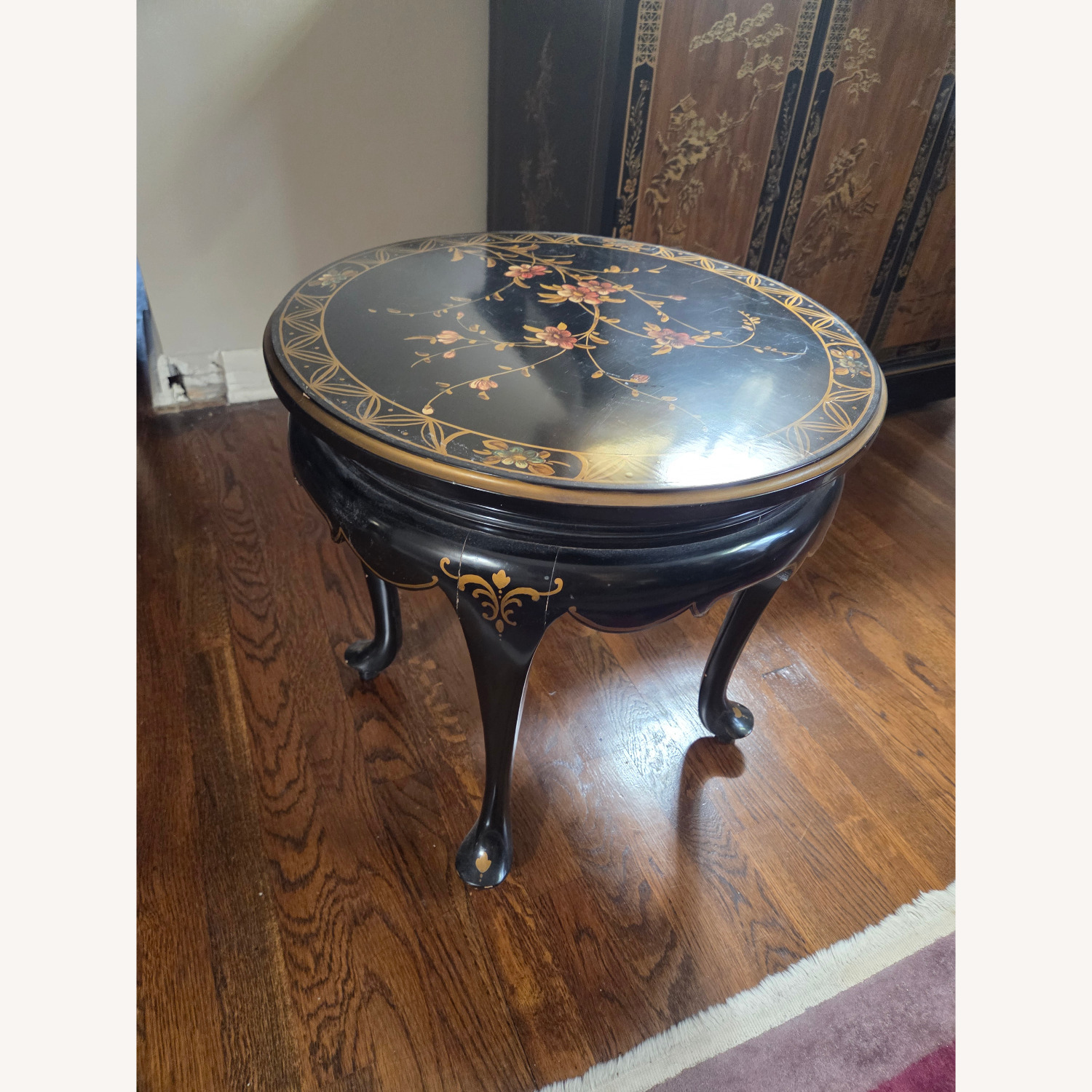  Vintage Black Lacquer Round Side Tables - image-2