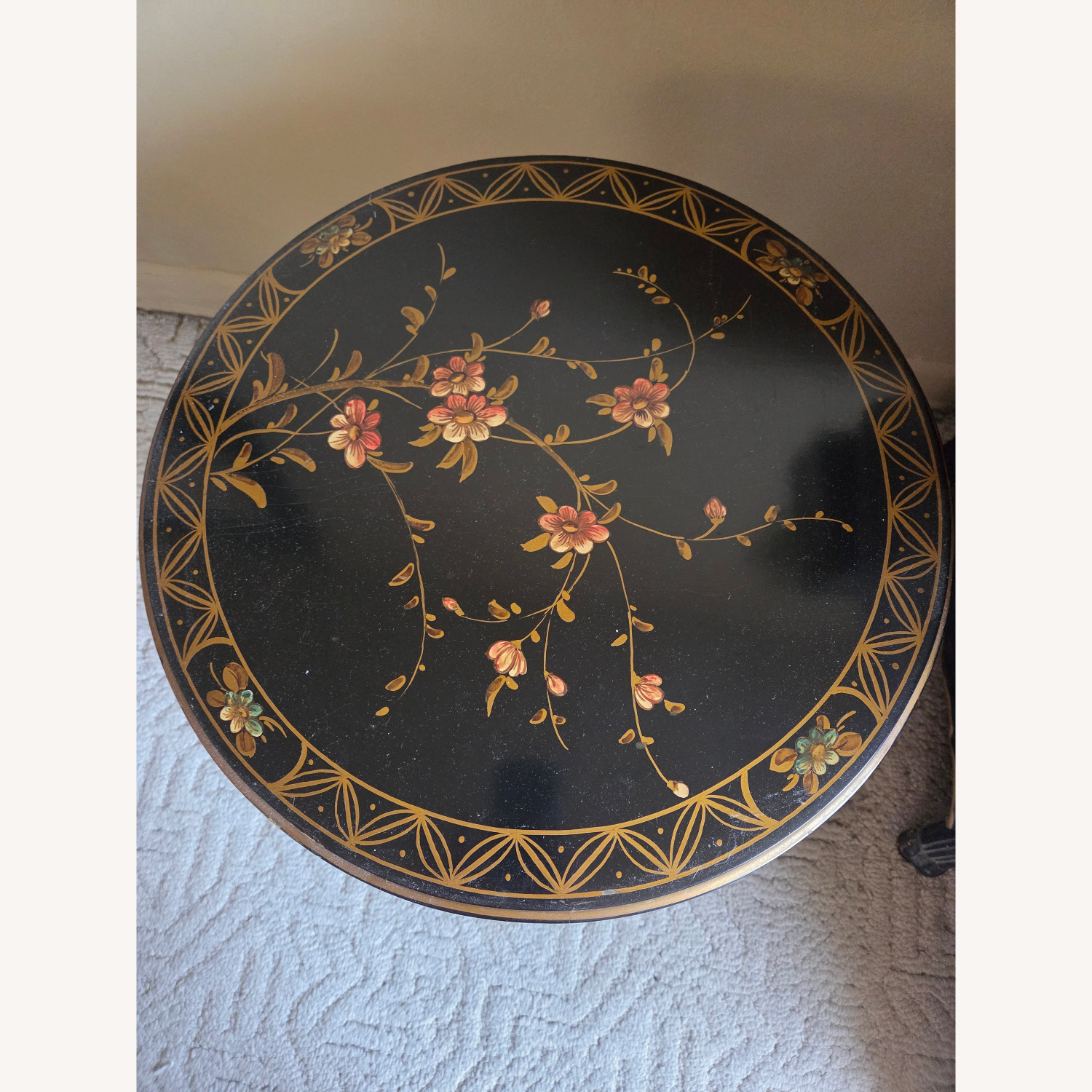  Vintage Black Lacquer Round Side Tables - image-3