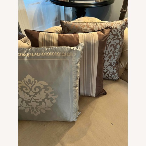 Used RH 6 Silk Print Dec Pillows W Feather Inserts for sale on AptDeco