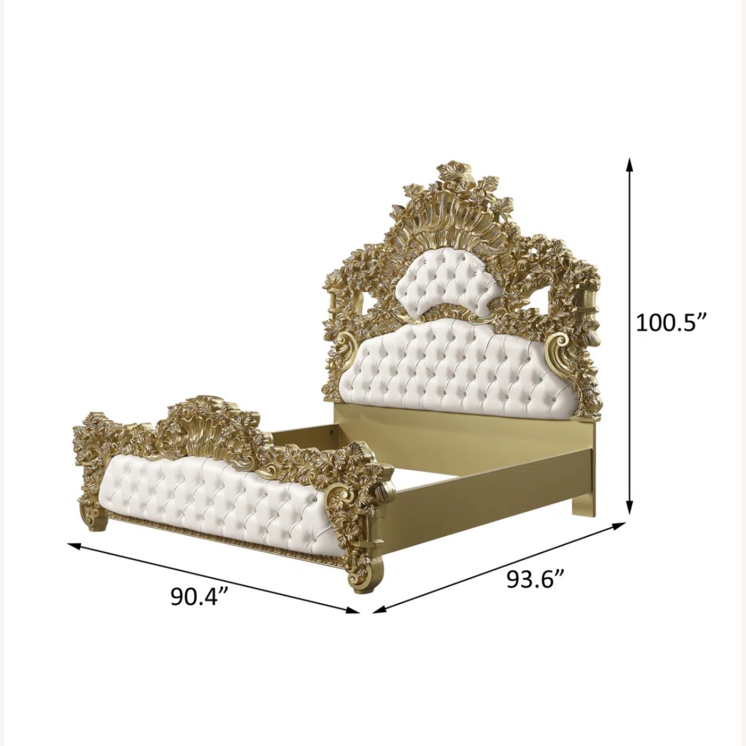 Bernadette Eastern King Bed (White and Gold) - image-5