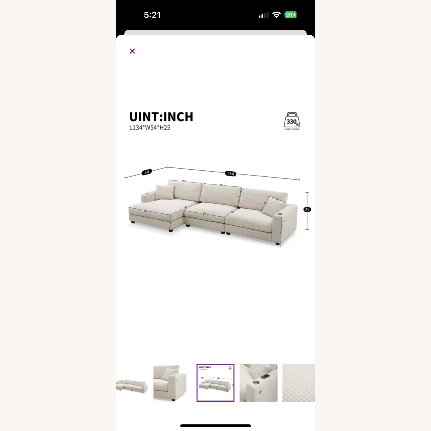 Corduroy Sectional - image-4