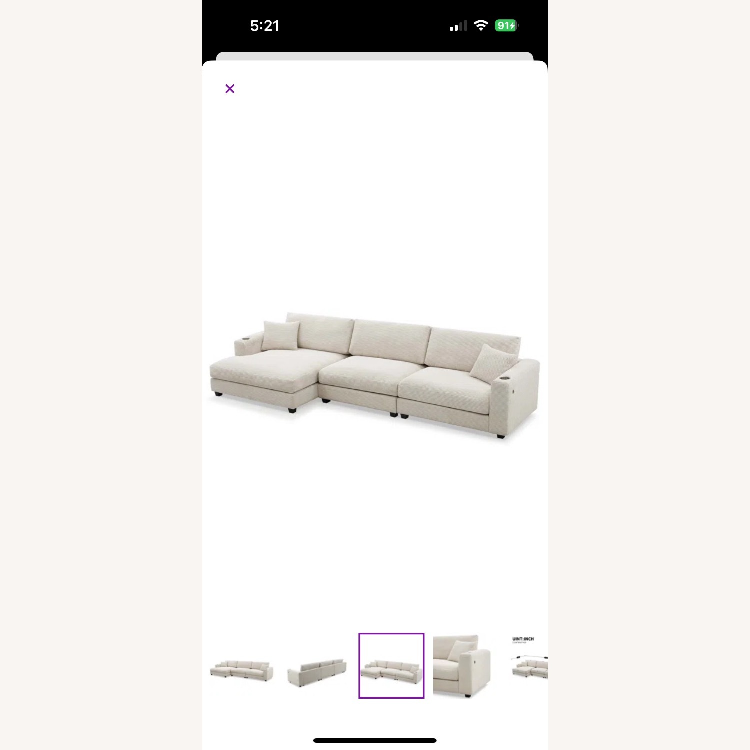 Corduroy Sectional - image-3