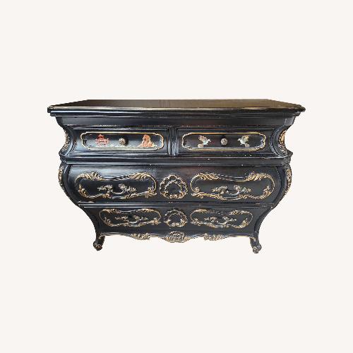 Used Vintage Black Lacquered Decorated Bureau for sale on AptDeco