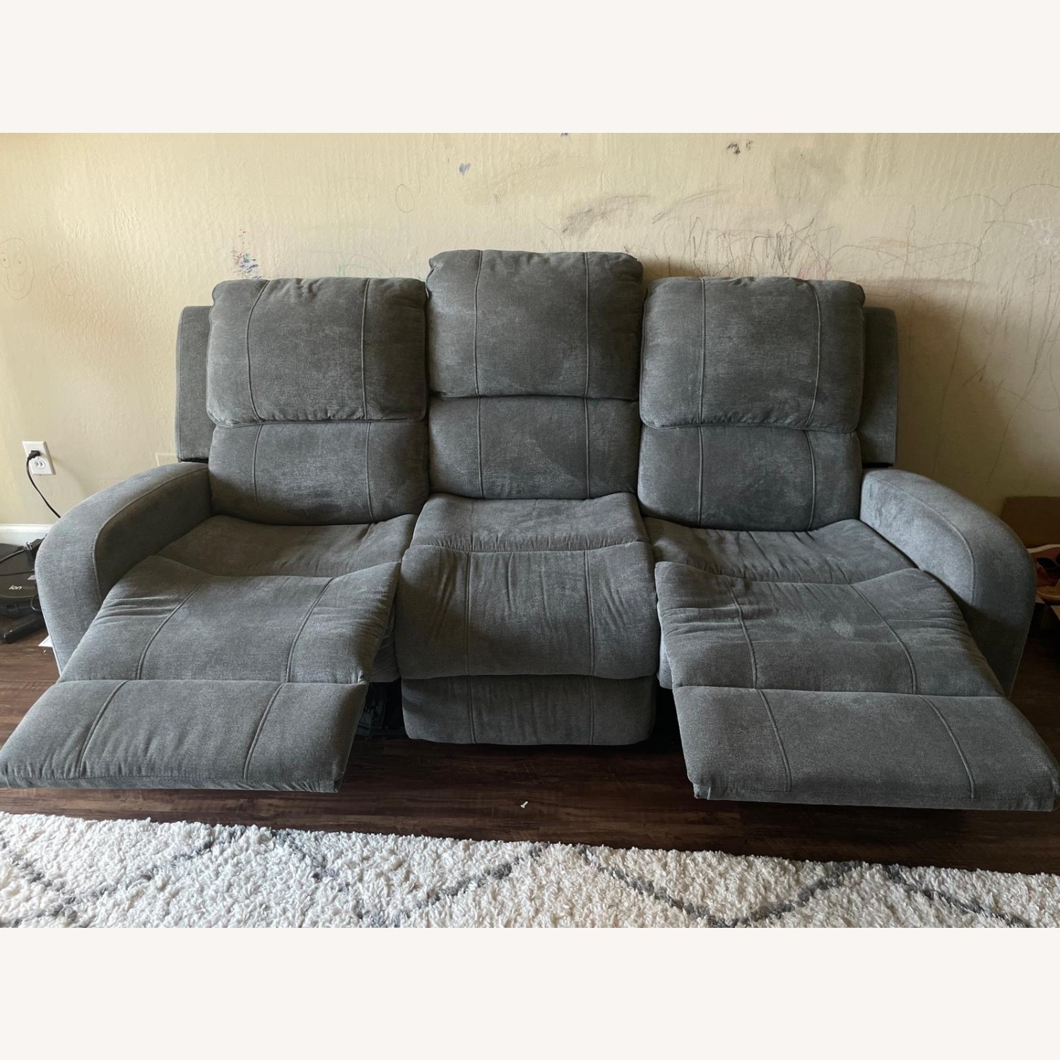 Anton Grey Manual Reclining Sofa - image-3