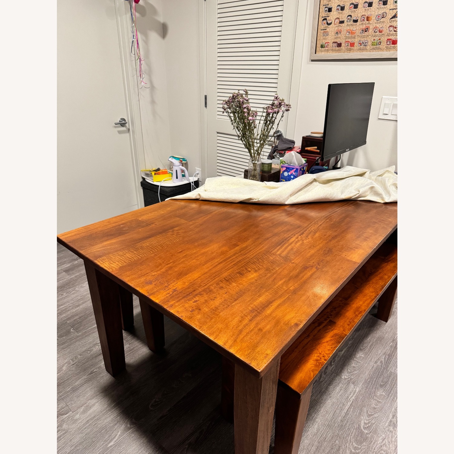 Crate & Barrel Basque Honey Brown Solid Wood Table - image-4