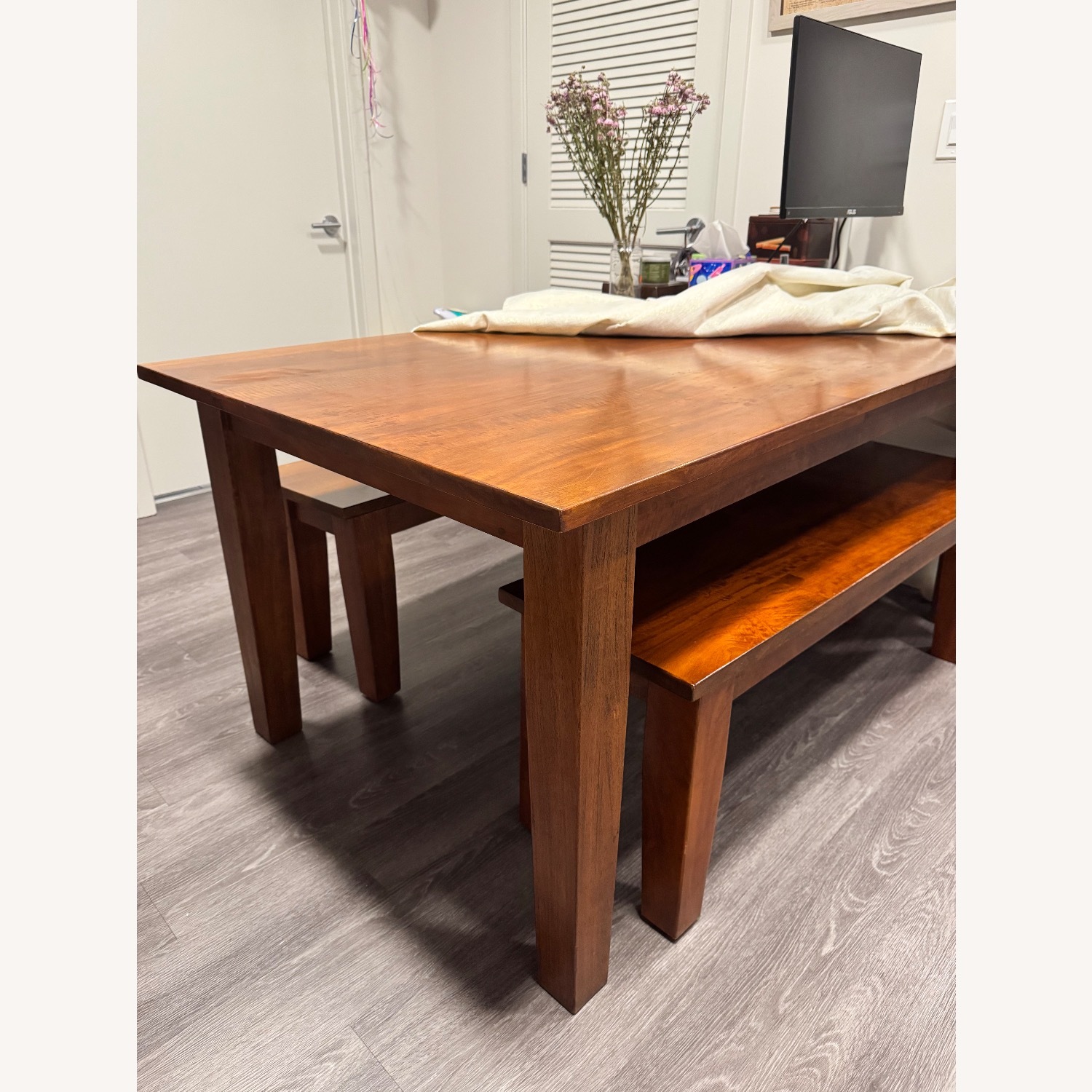 Crate & Barrel Basque Honey Brown Solid Wood Table - image-5