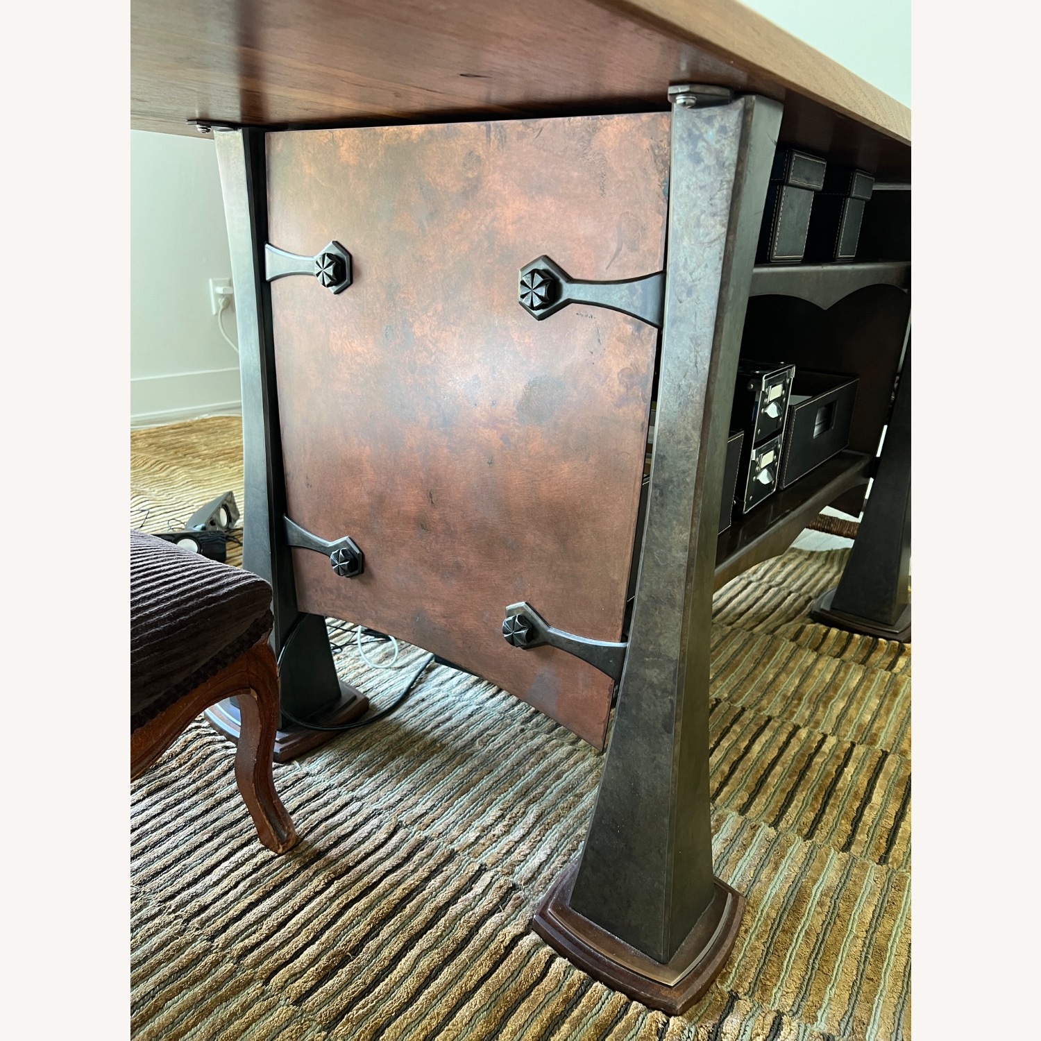 Custom Desk Walnut Bronze Steel 8 ft - image-5