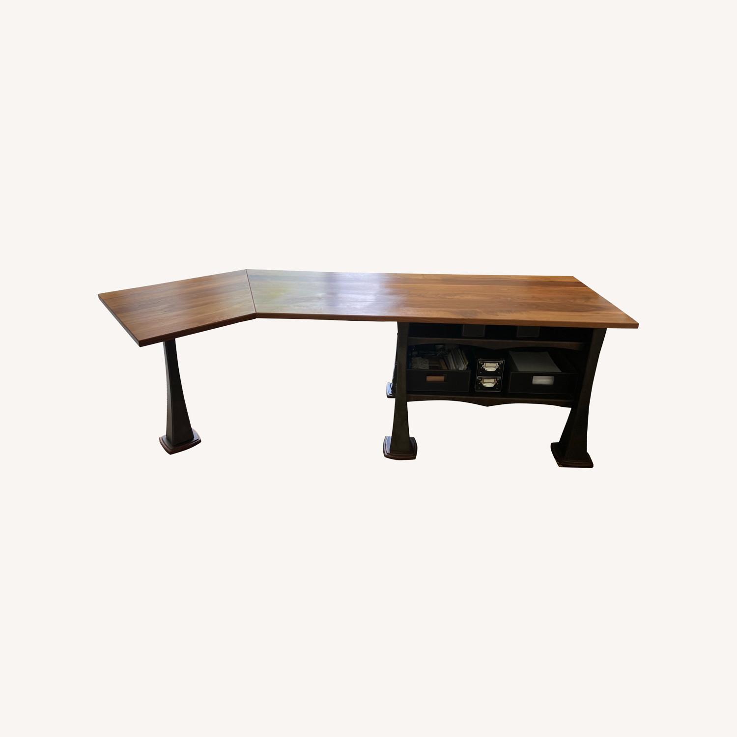 Custom Desk Walnut Bronze Steel 8 ft - image-0