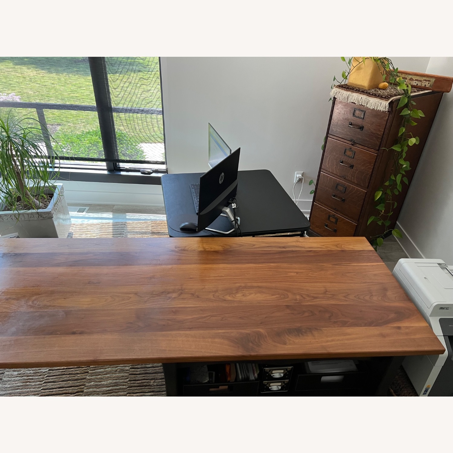 Custom Desk Walnut Bronze Steel 8 ft - image-4