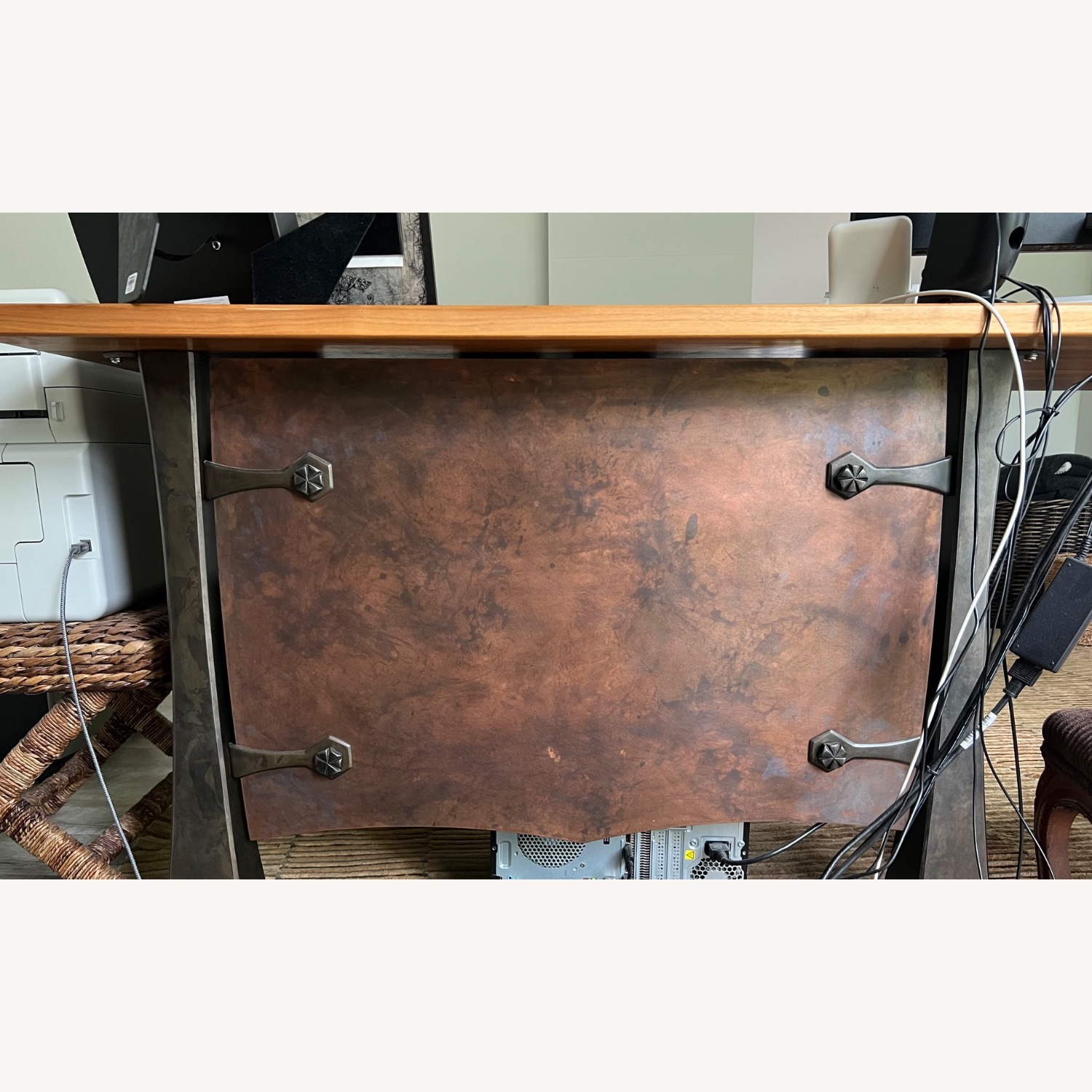 Custom Desk Walnut Bronze Steel 8 ft - image-9