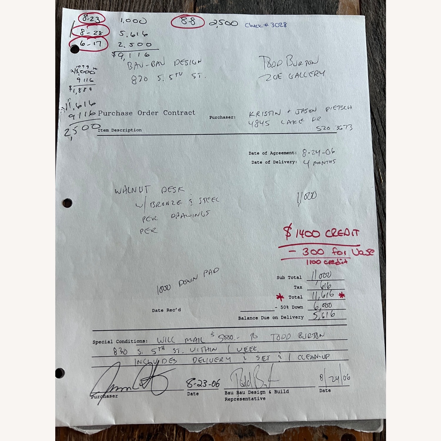 Custom Desk Walnut Bronze Steel 8 ft - image-16