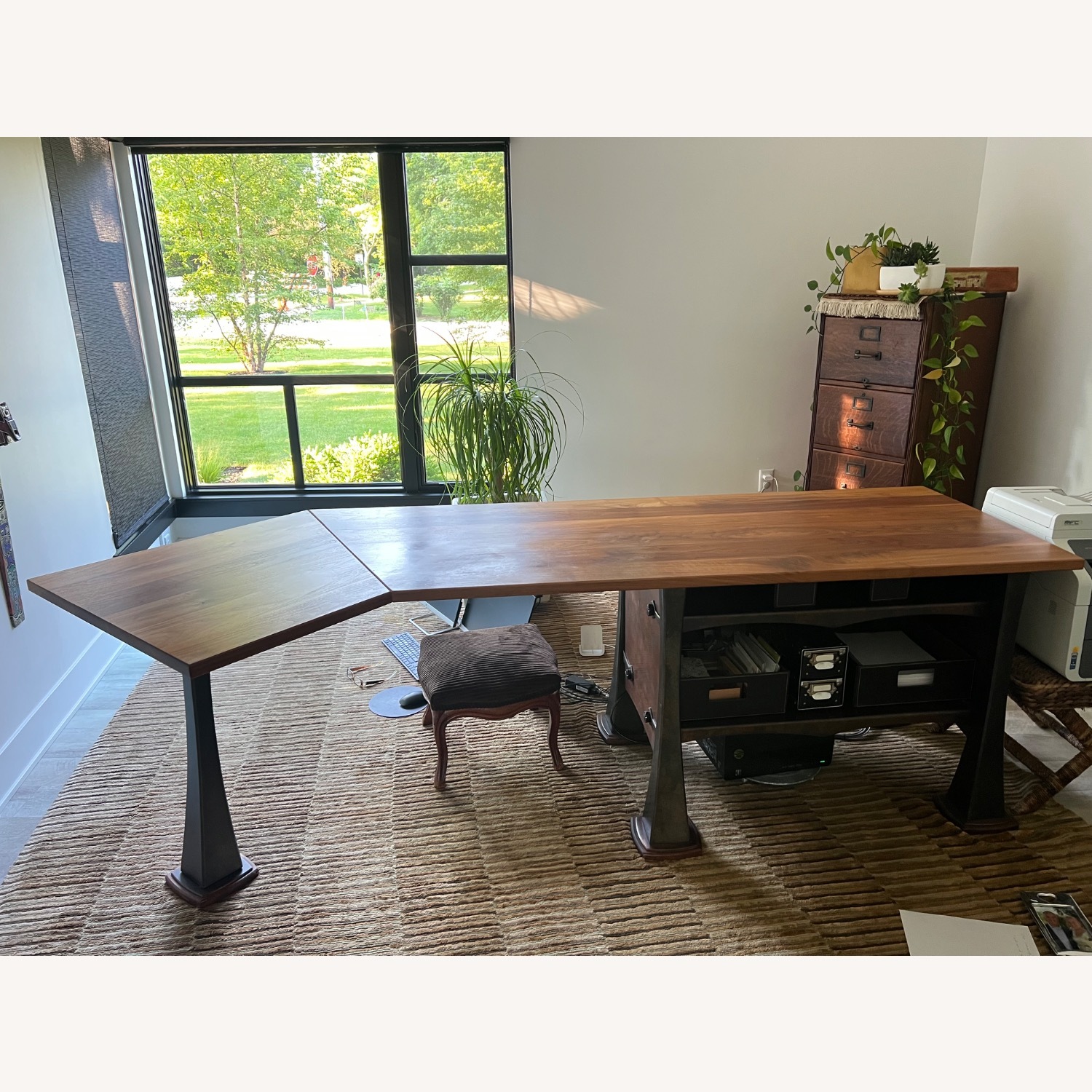 Custom Desk Walnut Bronze Steel 8 ft - image-12