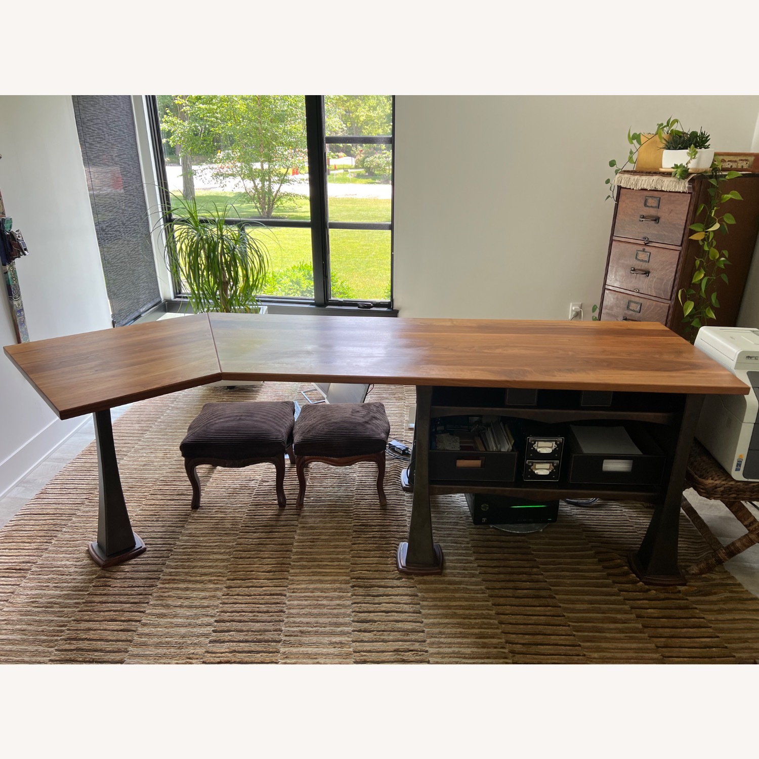 Custom Desk Walnut Bronze Steel 8 ft - image-1