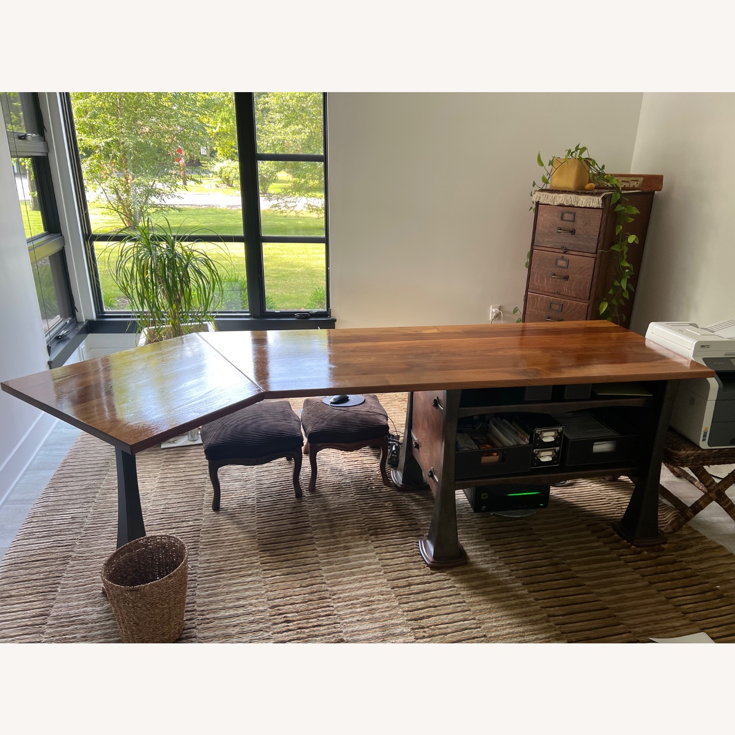 Custom Desk Walnut Bronze Steel 8 ft - image-11